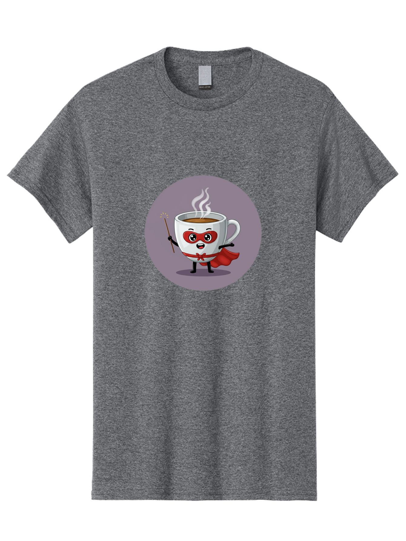 Cafe-Hero Men'S Graphic Tee, 100% Cotton, Comfortable Casual Summer Wear, Machine Washable, Cartoon Coffee Cup, Superhero Theme, Red Mask, Red Cape, Magical Wand, Steaming Hot Coffee, Funny Character, Animated Beverage Bab706 10