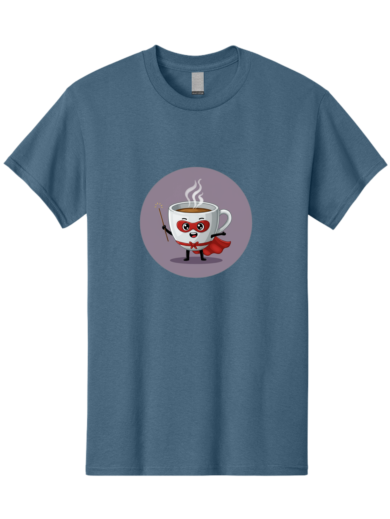 Cafe-Hero Men'S Graphic Tee, 100% Cotton, Comfortable Casual Summer Wear, Machine Washable, Cartoon Coffee Cup, Superhero Theme, Red Mask, Red Cape, Magical Wand, Steaming Hot Coffee, Funny Character, Animated Beverage Bab706 14