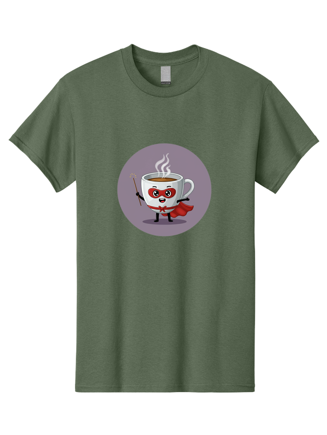 Cafe-Hero Men'S Graphic Tee, 100% Cotton, Comfortable Casual Summer Wear, Machine Washable, Cartoon Coffee Cup, Superhero Theme, Red Mask, Red Cape, Magical Wand, Steaming Hot Coffee, Funny Character, Animated Beverage Bab706 6
