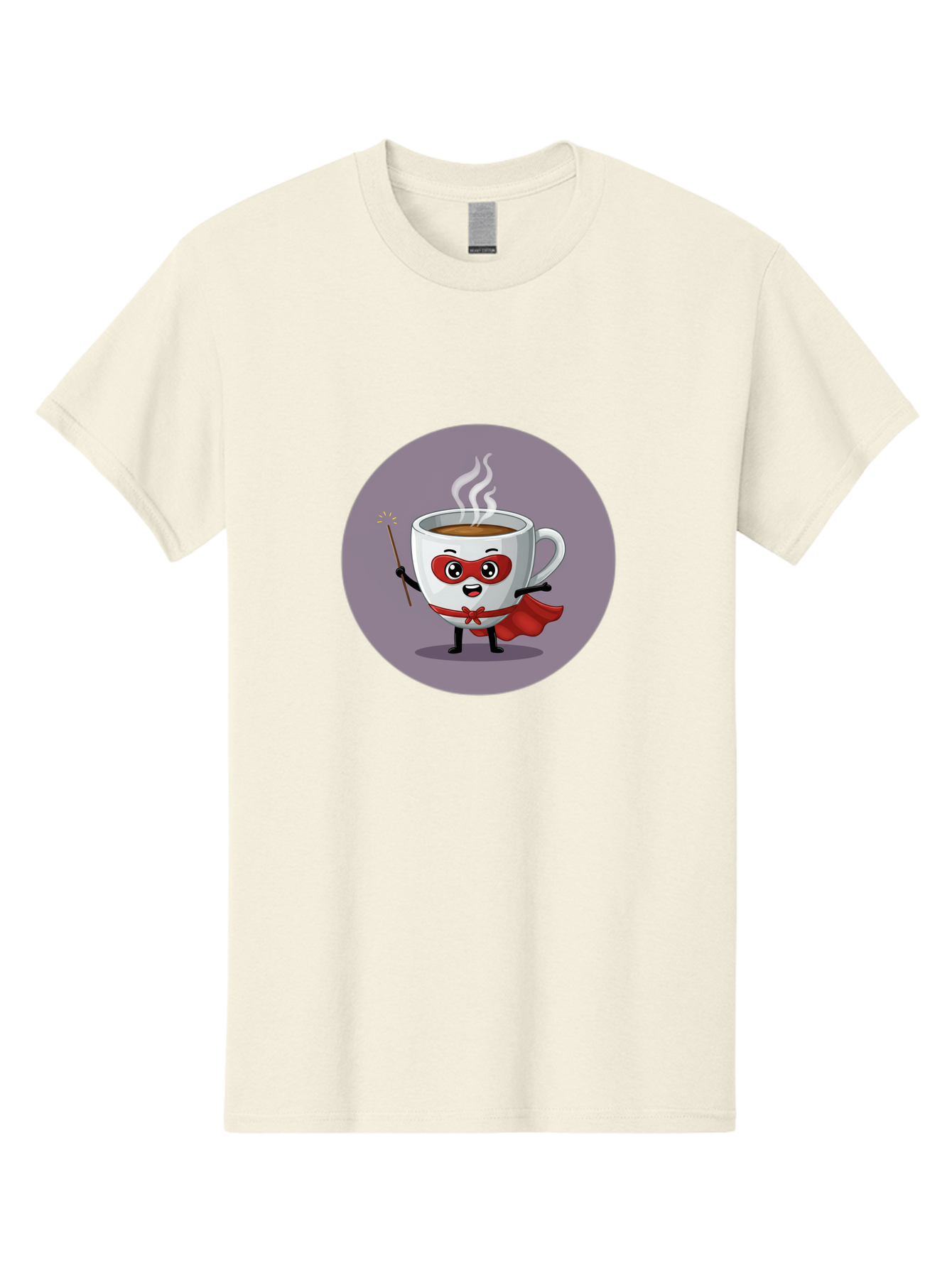 Cafe-Hero Men'S Graphic Tee, 100% Cotton, Comfortable Casual Summer Wear, Machine Washable, Cartoon Coffee Cup, Superhero Theme, Red Mask, Red Cape, Magical Wand, Steaming Hot Coffee, Funny Character, Animated Beverage Bab706 11