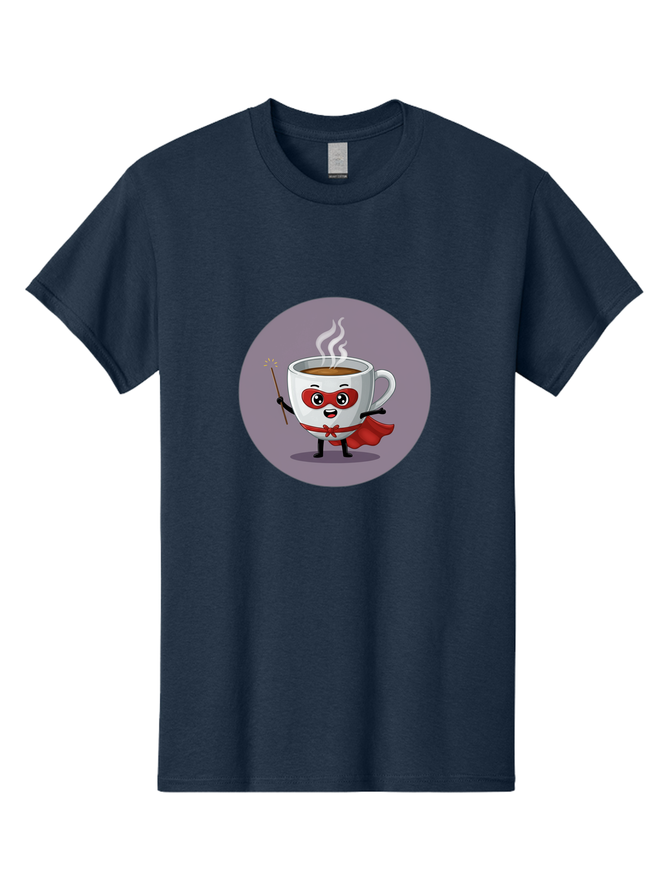 Cafe-Hero Men'S Graphic Tee, 100% Cotton, Comfortable Casual Summer Wear, Machine Washable, Cartoon Coffee Cup, Superhero Theme, Red Mask, Red Cape, Magical Wand, Steaming Hot Coffee, Funny Character, Animated Beverage Bab706 5