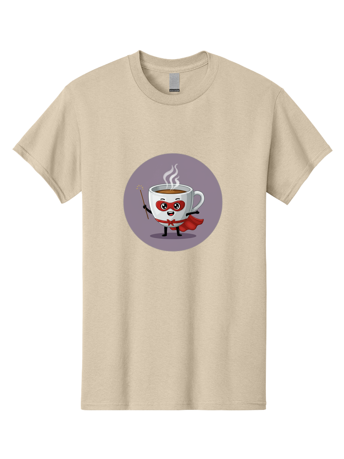 Cafe-Hero Men'S Graphic Tee, 100% Cotton, Comfortable Casual Summer Wear, Machine Washable, Cartoon Coffee Cup, Superhero Theme, Red Mask, Red Cape, Magical Wand, Steaming Hot Coffee, Funny Character, Animated Beverage Bab706 15