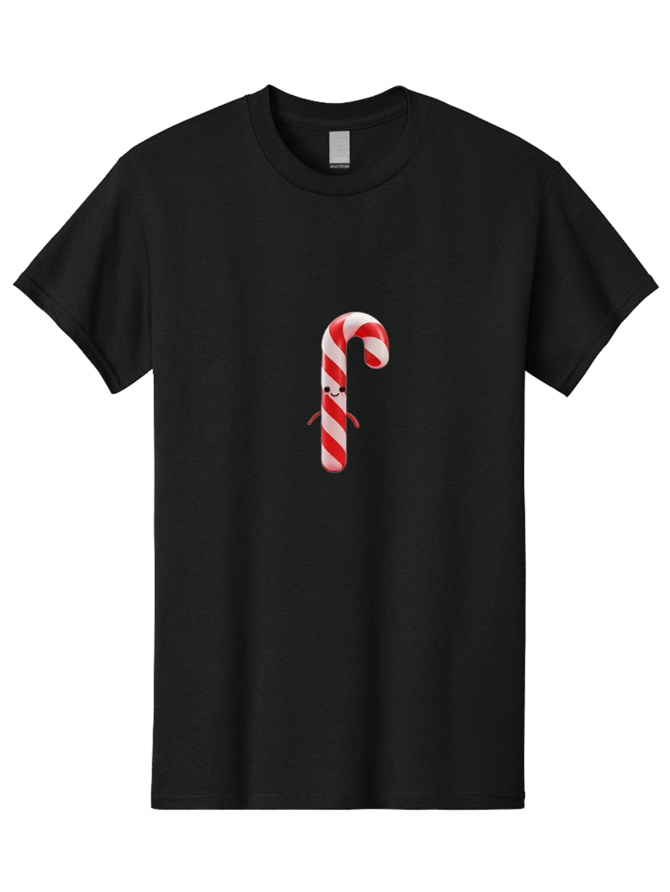 Candy-Cane-Character Men'S Graphic Tee, 100% Cotton, Comfortable Casual Summer Wear, Machine Washable, Red And White Candy Cane, Cartoon Character, Festive Holiday Treat, Sweet Indulgence, Cheerful Smile, Adorable Arms, Christmas Delight Bab708 4