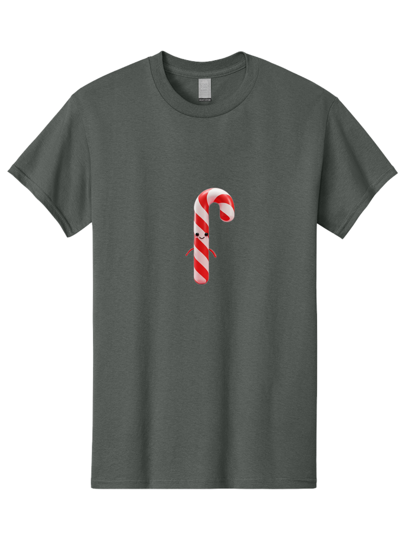 Candy-Cane-Character Men'S Graphic Tee, 100% Cotton, Comfortable Casual Summer Wear, Machine Washable, Red And White Candy Cane, Cartoon Character, Festive Holiday Treat, Sweet Indulgence, Cheerful Smile, Adorable Arms, Christmas Delight Bab708 15