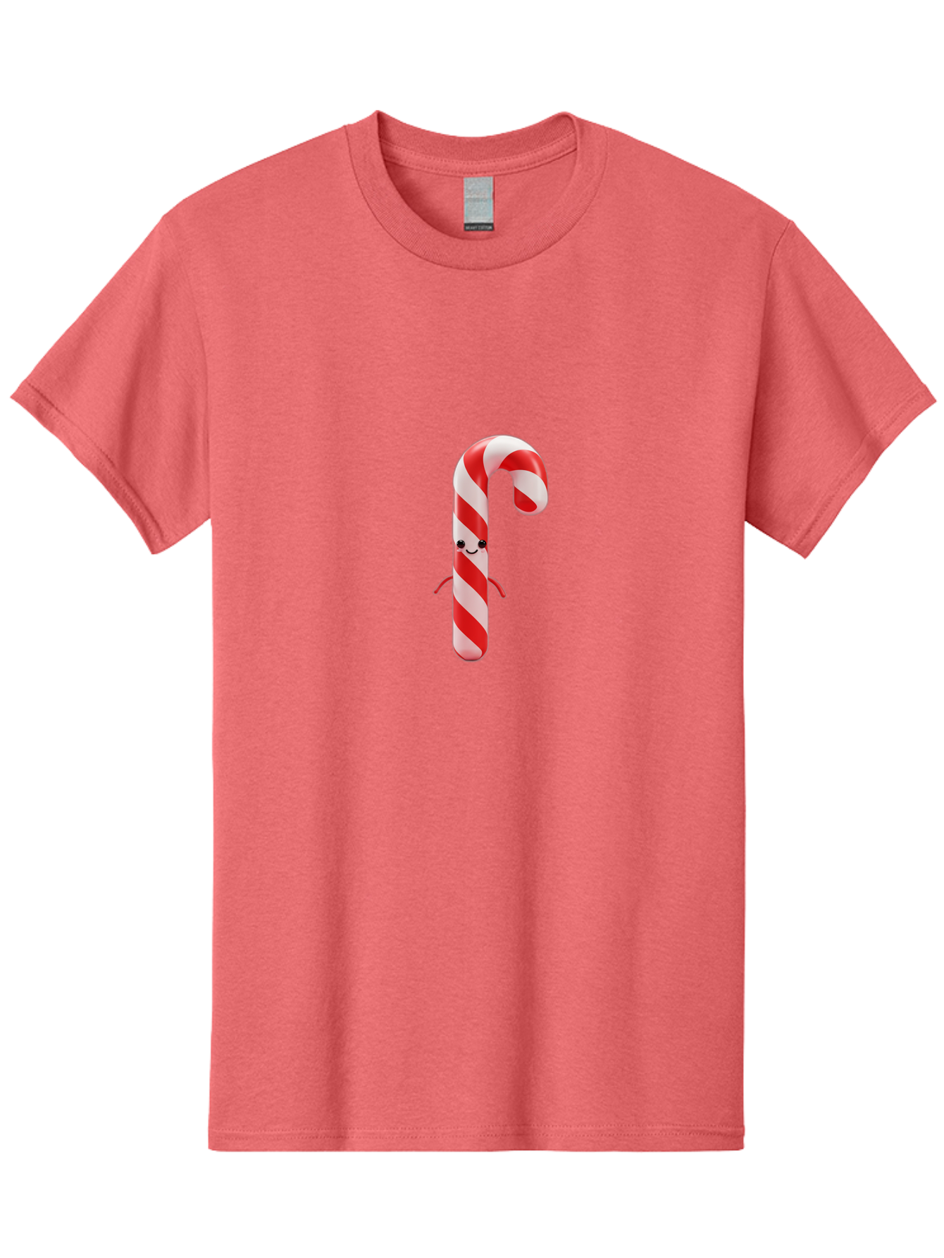 Candy-Cane-Character Men'S Graphic Tee, 100% Cotton, Comfortable Casual Summer Wear, Machine Washable, Red And White Candy Cane, Cartoon Character, Festive Holiday Treat, Sweet Indulgence, Cheerful Smile, Adorable Arms, Christmas Delight Bab708 12