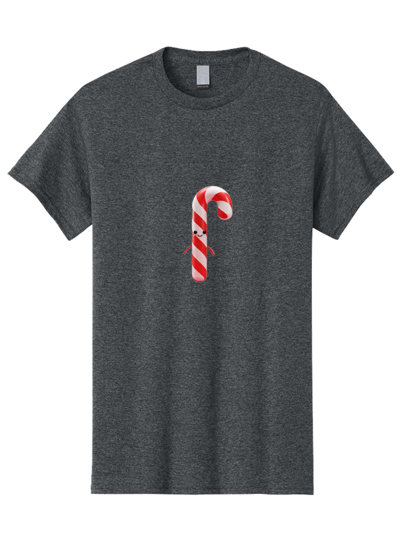 Candy-Cane-Character Men'S Graphic Tee, 100% Cotton, Comfortable Casual Summer Wear, Machine Washable, Red And White Candy Cane, Cartoon Character, Festive Holiday Treat, Sweet Indulgence, Cheerful Smile, Adorable Arms, Christmas Delight Bab708 13