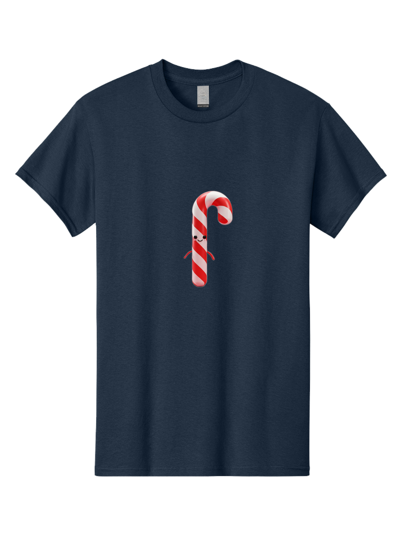 Candy-Cane-Character Men'S Graphic Tee, 100% Cotton, Comfortable Casual Summer Wear, Machine Washable, Red And White Candy Cane, Cartoon Character, Festive Holiday Treat, Sweet Indulgence, Cheerful Smile, Adorable Arms, Christmas Delight Bab708 3