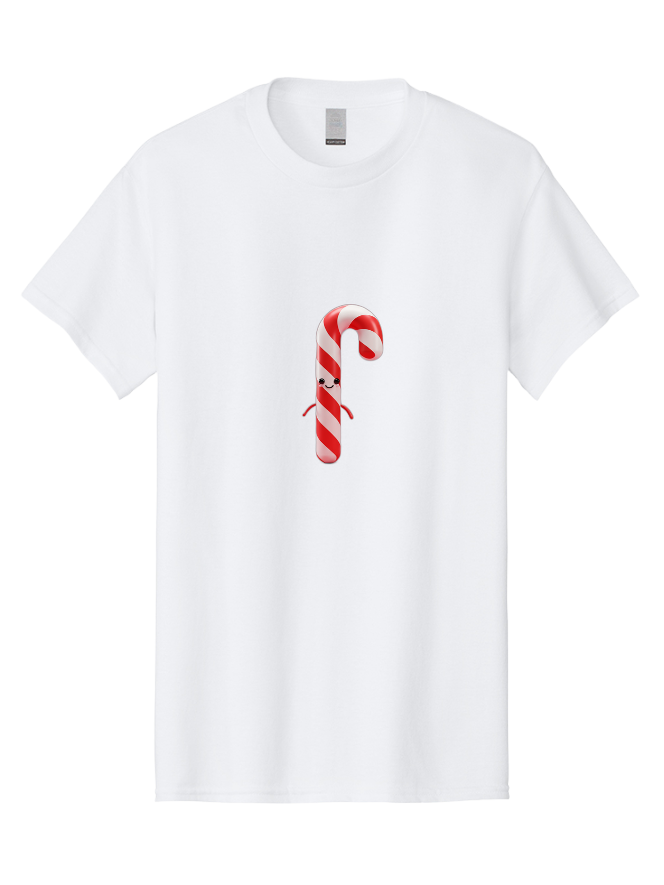 Candy-Cane-Character Men'S Graphic Tee, 100% Cotton, Comfortable Casual Summer Wear, Machine Washable, Red And White Candy Cane, Cartoon Character, Festive Holiday Treat, Sweet Indulgence, Cheerful Smile, Adorable Arms, Christmas Delight Bab708 9