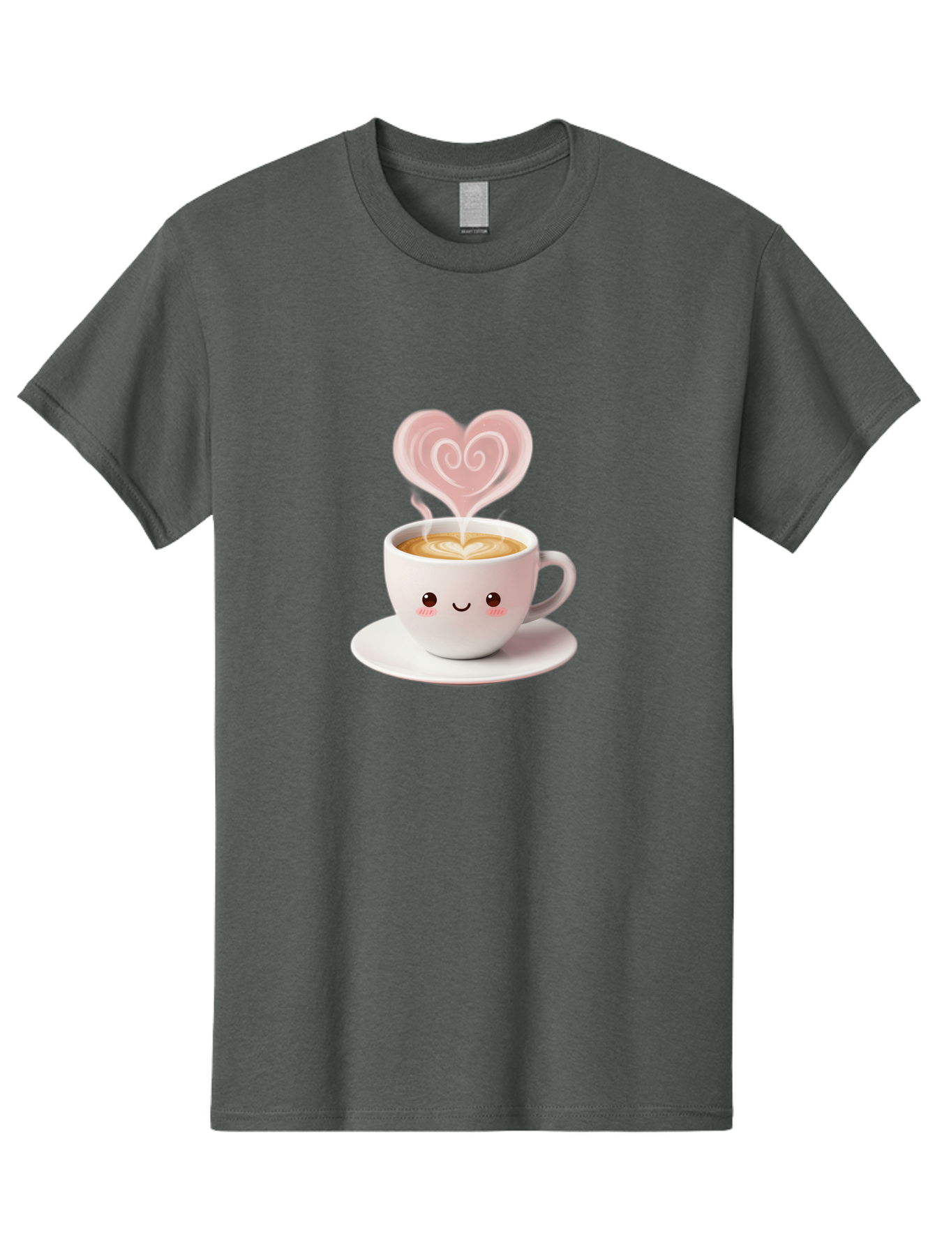 Cappuccino-Heart Men'S Graphic Tee, 100% Cotton, Comfortable Casual Summer Wear, Machine Washable, Cute Coffee Cup, Coffee Art, Heart Design, Steaming Hot Coffee, Coffee Lover, Latte Art, Morning Coffee, Happy Face, Coffee Break, Bab712 12