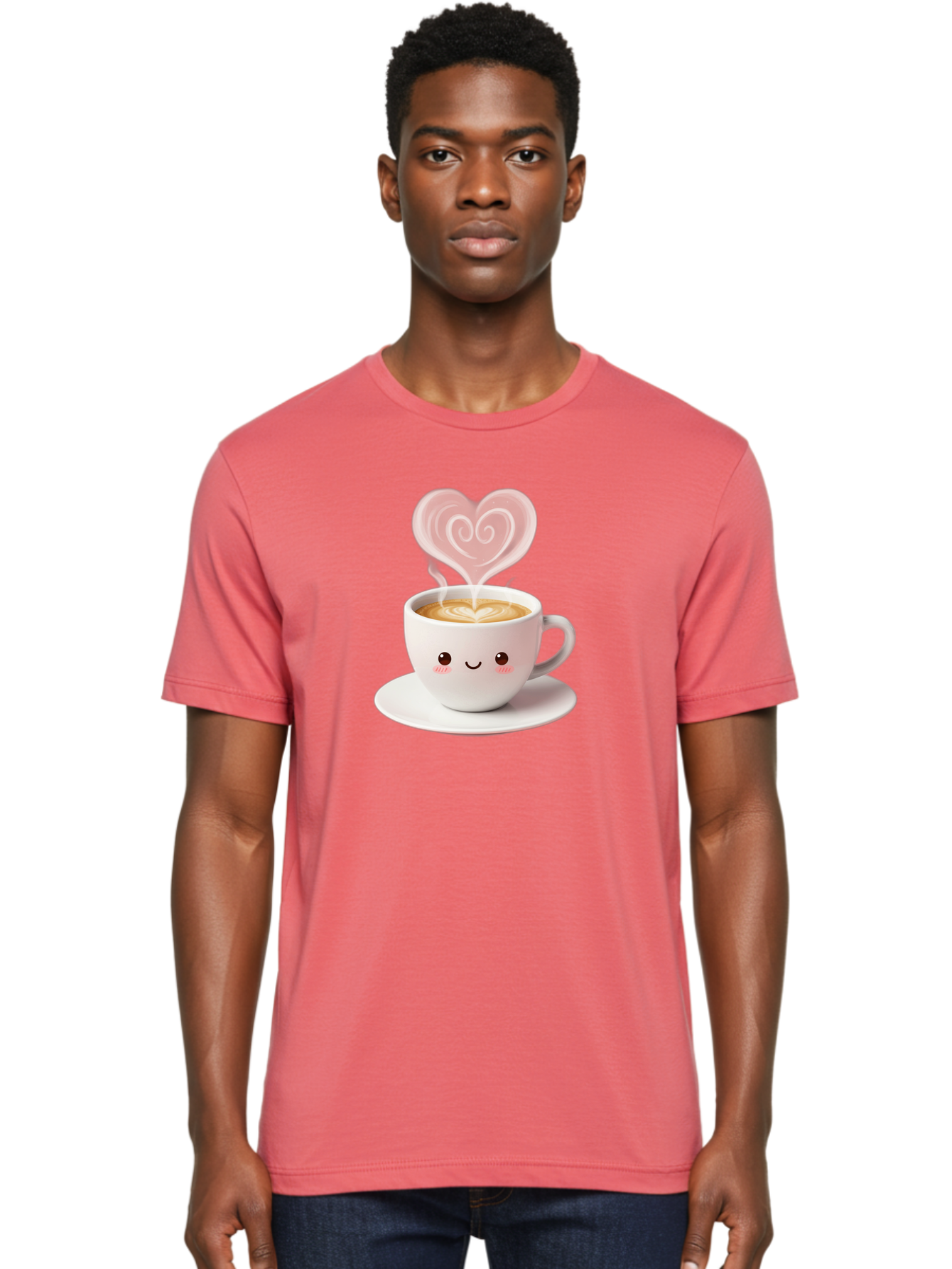 Cappuccino-Heart Men'S Graphic Tee, 100% Cotton, Comfortable Casual Summer Wear, Machine Washable, Cute Coffee Cup, Coffee Art, Heart Design, Steaming Hot Coffee, Coffee Lover, Latte Art, Morning Coffee, Happy Face, Coffee Break, Bab712 29