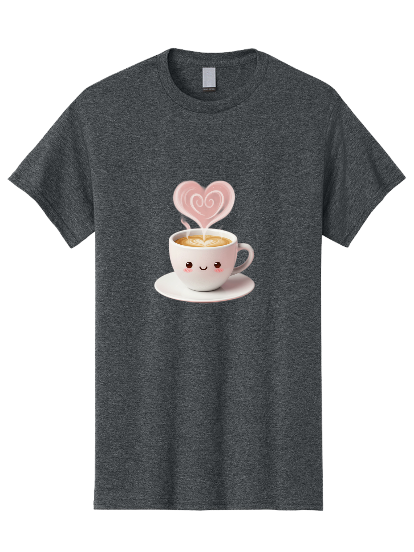 Cappuccino-Heart Men'S Graphic Tee, 100% Cotton, Comfortable Casual Summer Wear, Machine Washable, Cute Coffee Cup, Coffee Art, Heart Design, Steaming Hot Coffee, Coffee Lover, Latte Art, Morning Coffee, Happy Face, Coffee Break, Bab712 7