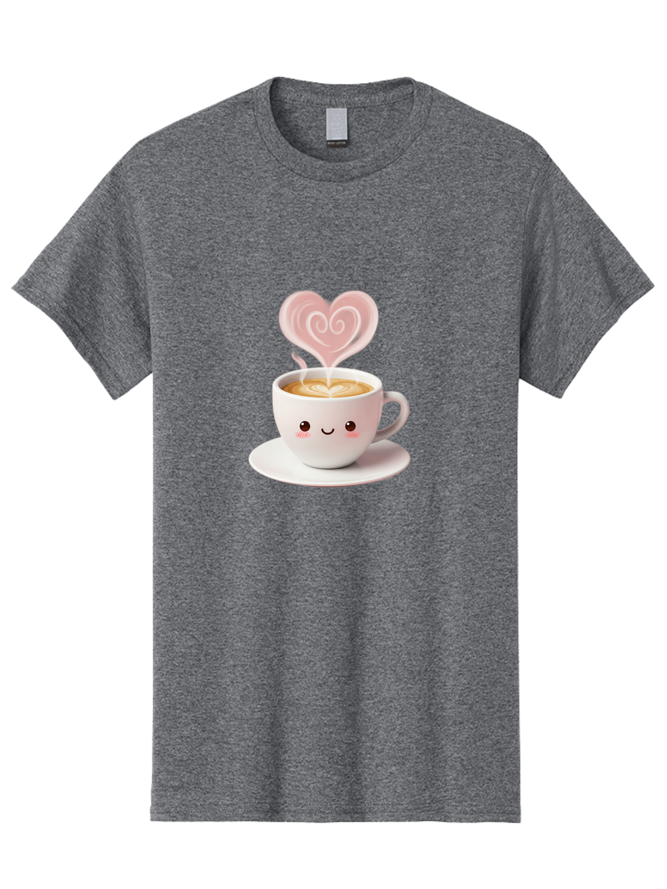 Cappuccino-Heart Men'S Graphic Tee, 100% Cotton, Comfortable Casual Summer Wear, Machine Washable, Cute Coffee Cup, Coffee Art, Heart Design, Steaming Hot Coffee, Coffee Lover, Latte Art, Morning Coffee, Happy Face, Coffee Break, Bab712 3