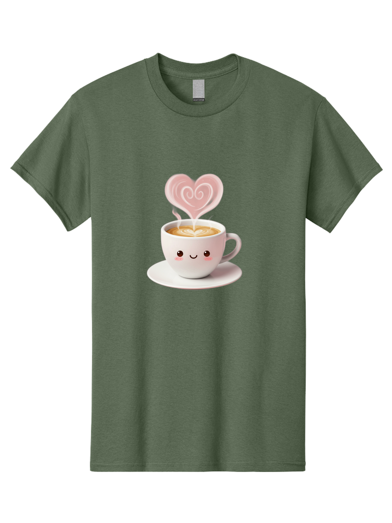 Cappuccino-Heart Men'S Graphic Tee, 100% Cotton, Comfortable Casual Summer Wear, Machine Washable, Cute Coffee Cup, Coffee Art, Heart Design, Steaming Hot Coffee, Coffee Lover, Latte Art, Morning Coffee, Happy Face, Coffee Break, Bab712 5