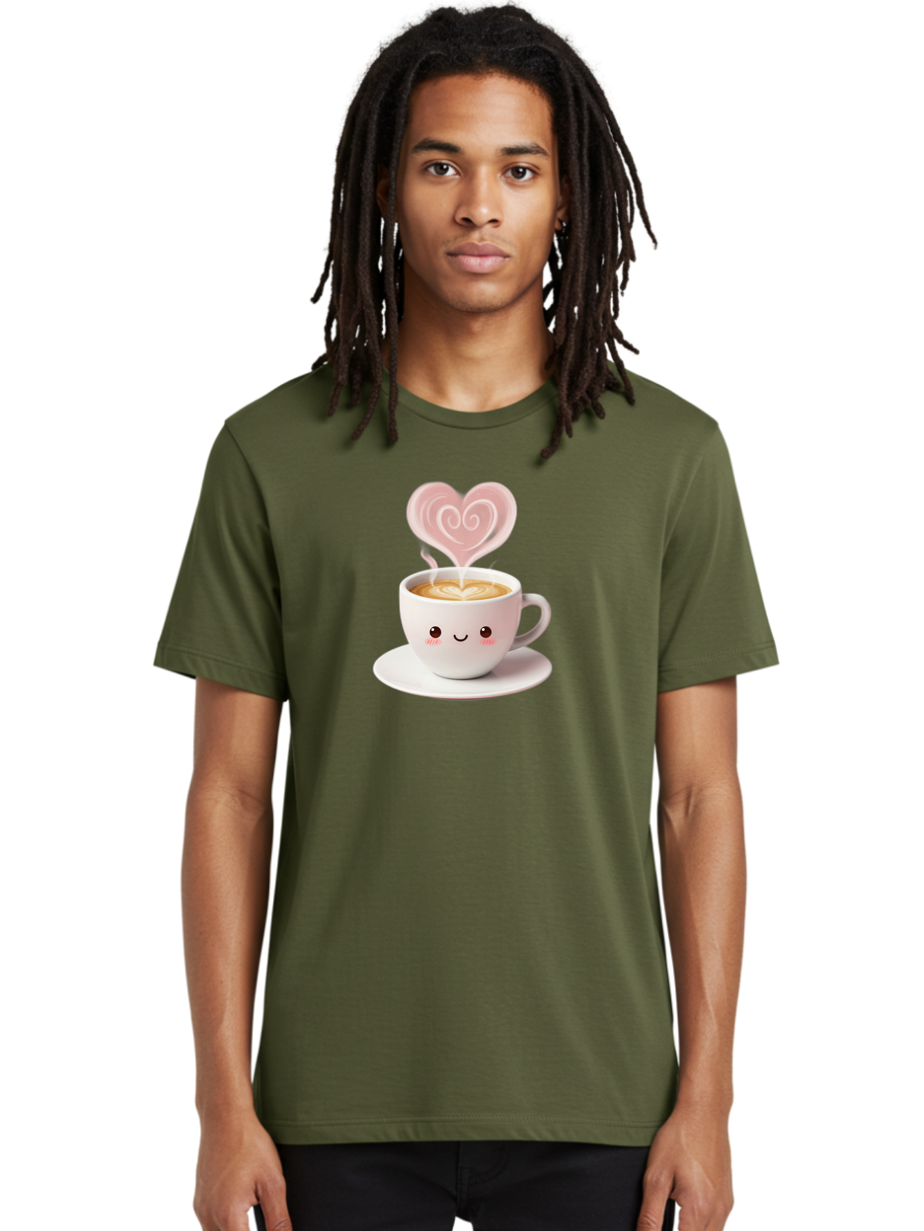 Cappuccino-Heart Men'S Graphic Tee, 100% Cotton, Comfortable Casual Summer Wear, Machine Washable, Cute Coffee Cup, Coffee Art, Heart Design, Steaming Hot Coffee, Coffee Lover, Latte Art, Morning Coffee, Happy Face, Coffee Break, Bab712 20
