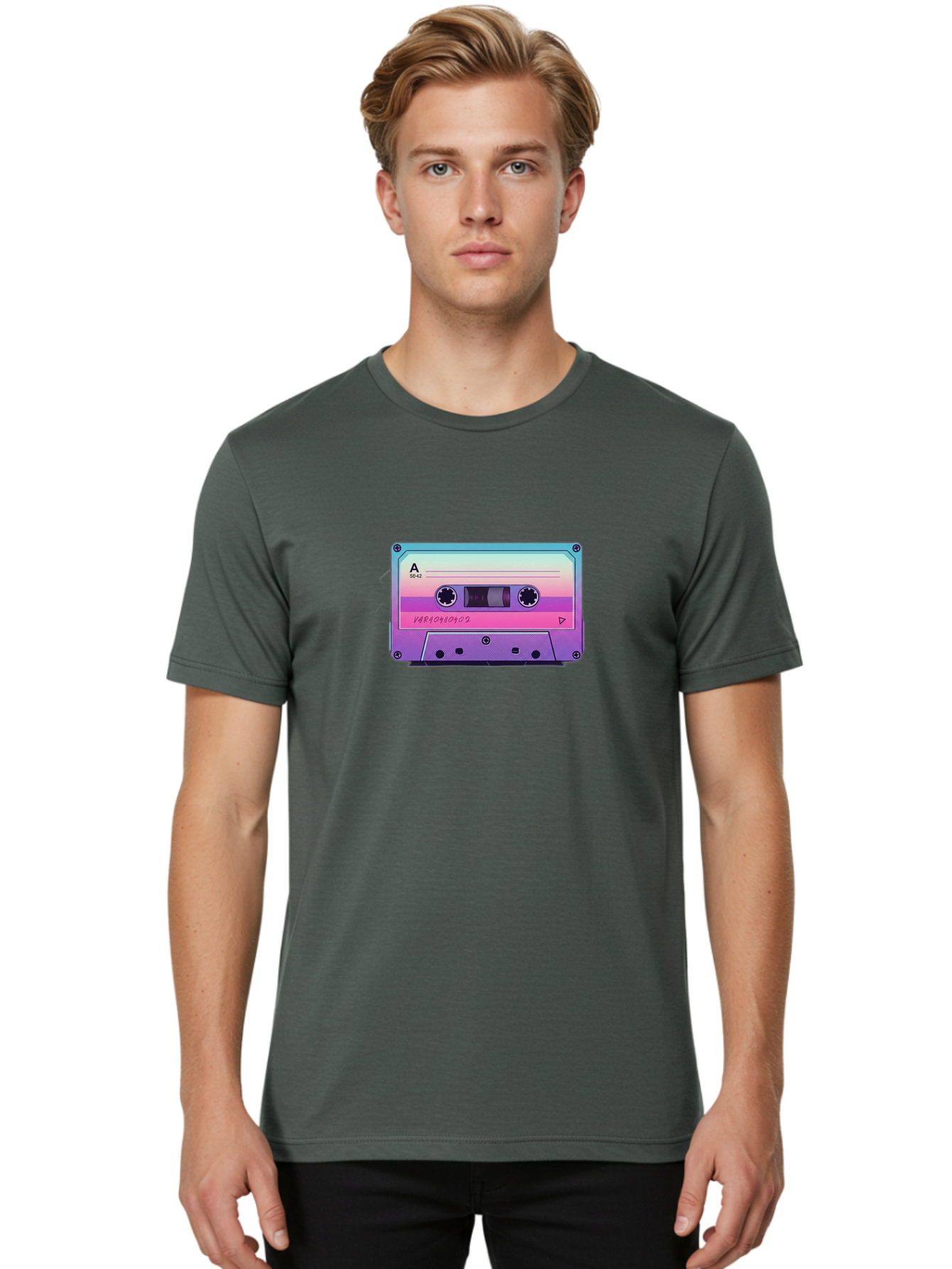 Cassette-Tape Men'S Graphic Tee, 100% Cotton, Comfortable Casual Summer Wear, Machine Washable, Retro Cassette Tape, Vintage Music Format, Nostalgic Tech, 80S And 90S Music, Pastel Colors, Various Artists Mix Tape, Music Lover'S Icon Bab720 25