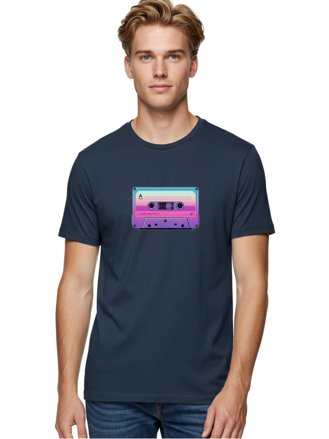 Cassette-Tape Men'S Graphic Tee, 100% Cotton, Comfortable Casual Summer Wear, Machine Washable, Retro Cassette Tape, Vintage Music Format, Nostalgic Tech, 80S And 90S Music, Pastel Colors, Various Artists Mix Tape, Music Lover'S Icon Bab720 21