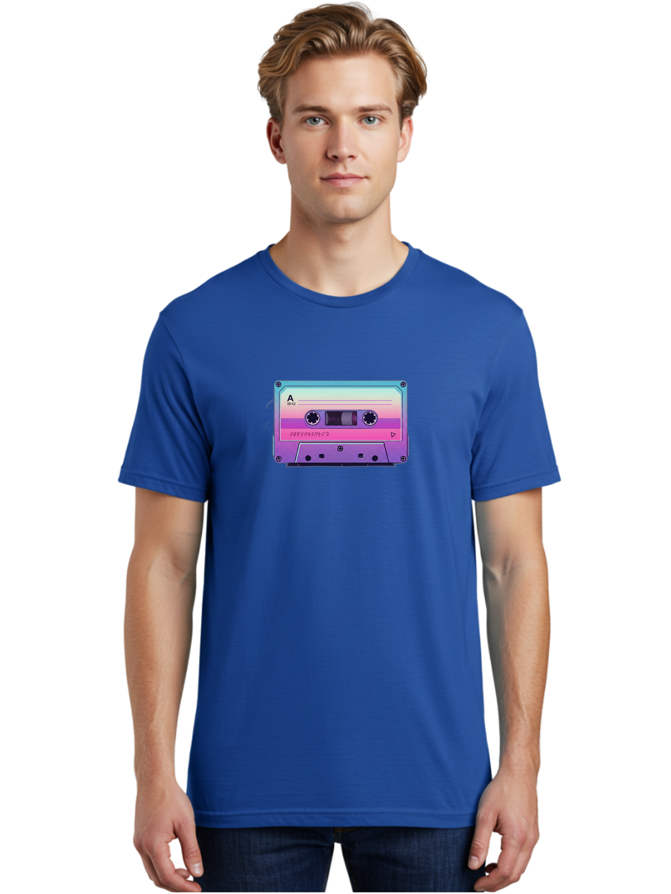 Cassette-Tape Men'S Graphic Tee, 100% Cotton, Comfortable Casual Summer Wear, Machine Washable, Retro Cassette Tape, Vintage Music Format, Nostalgic Tech, 80S And 90S Music, Pastel Colors, Various Artists Mix Tape, Music Lover'S Icon Bab720 19