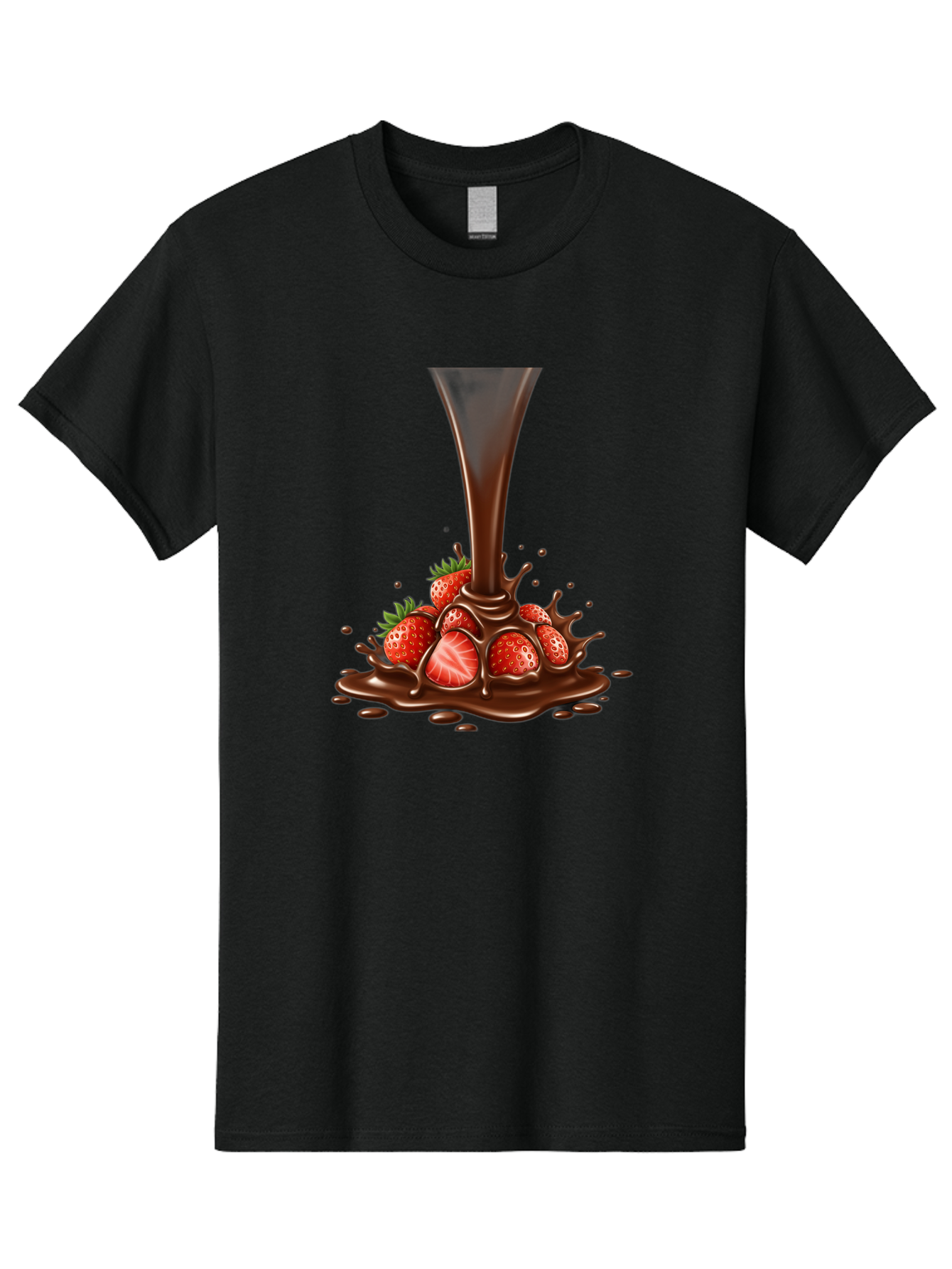 Chocolate-And-Strawberries Men'S Graphic Tee, 100% Cotton, Comfortable Casual Summer Wear, Machine Washable, Chocolate Sauce Pouring, Strawberries, Sweet Treat, Dessert, Indulgent, Chocolate Fondue, Strawberries And Chocolate, Dessert Lover, Bab737 6