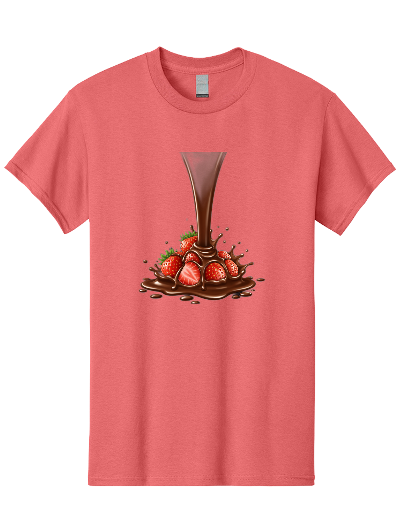 Chocolate-And-Strawberries Men'S Graphic Tee, 100% Cotton, Comfortable Casual Summer Wear, Machine Washable, Chocolate Sauce Pouring, Strawberries, Sweet Treat, Dessert, Indulgent, Chocolate Fondue, Strawberries And Chocolate, Dessert Lover, Bab737 7