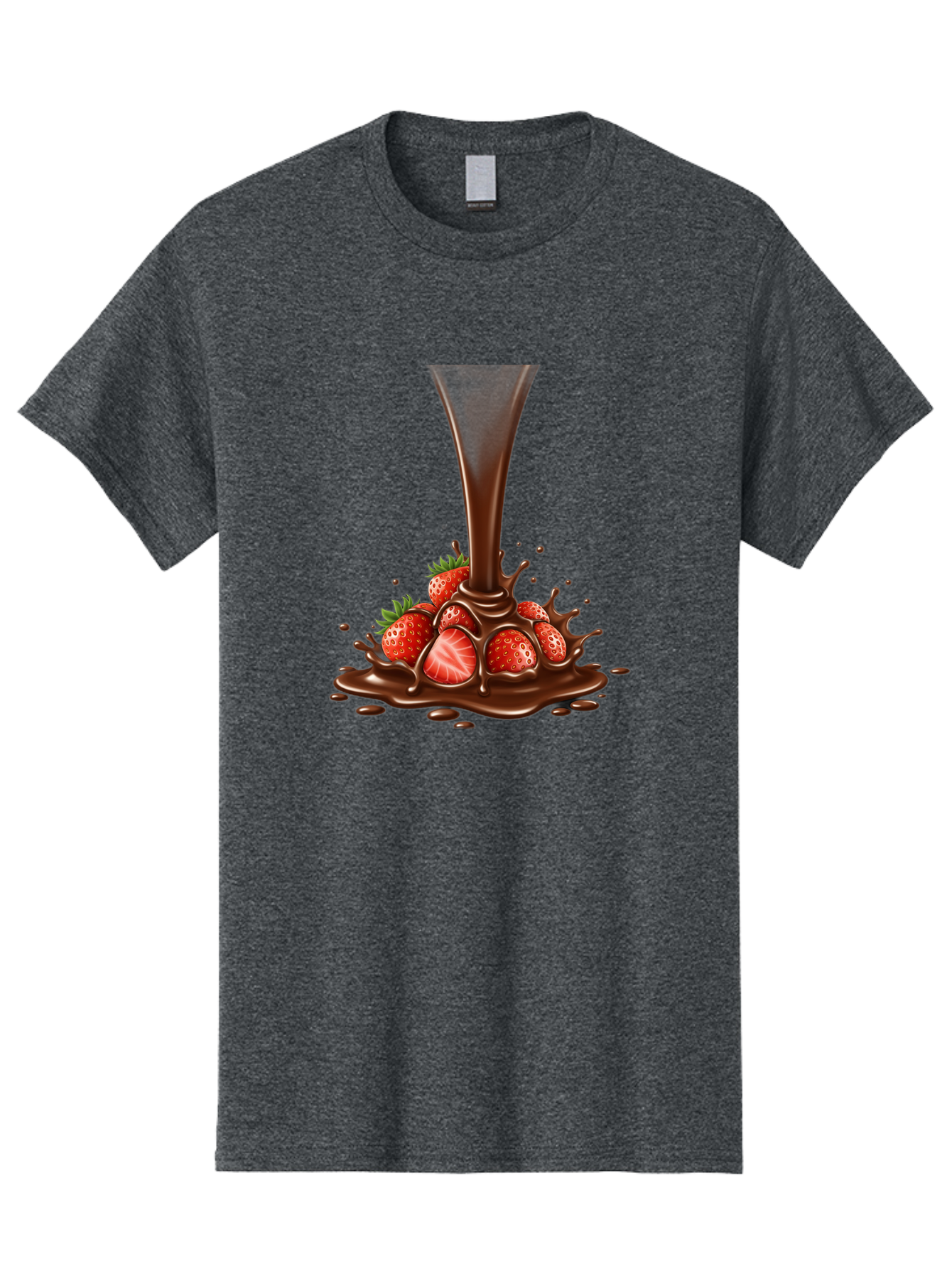 Chocolate-And-Strawberries Men'S Graphic Tee, 100% Cotton, Comfortable Casual Summer Wear, Machine Washable, Chocolate Sauce Pouring, Strawberries, Sweet Treat, Dessert, Indulgent, Chocolate Fondue, Strawberries And Chocolate, Dessert Lover, Bab737 12