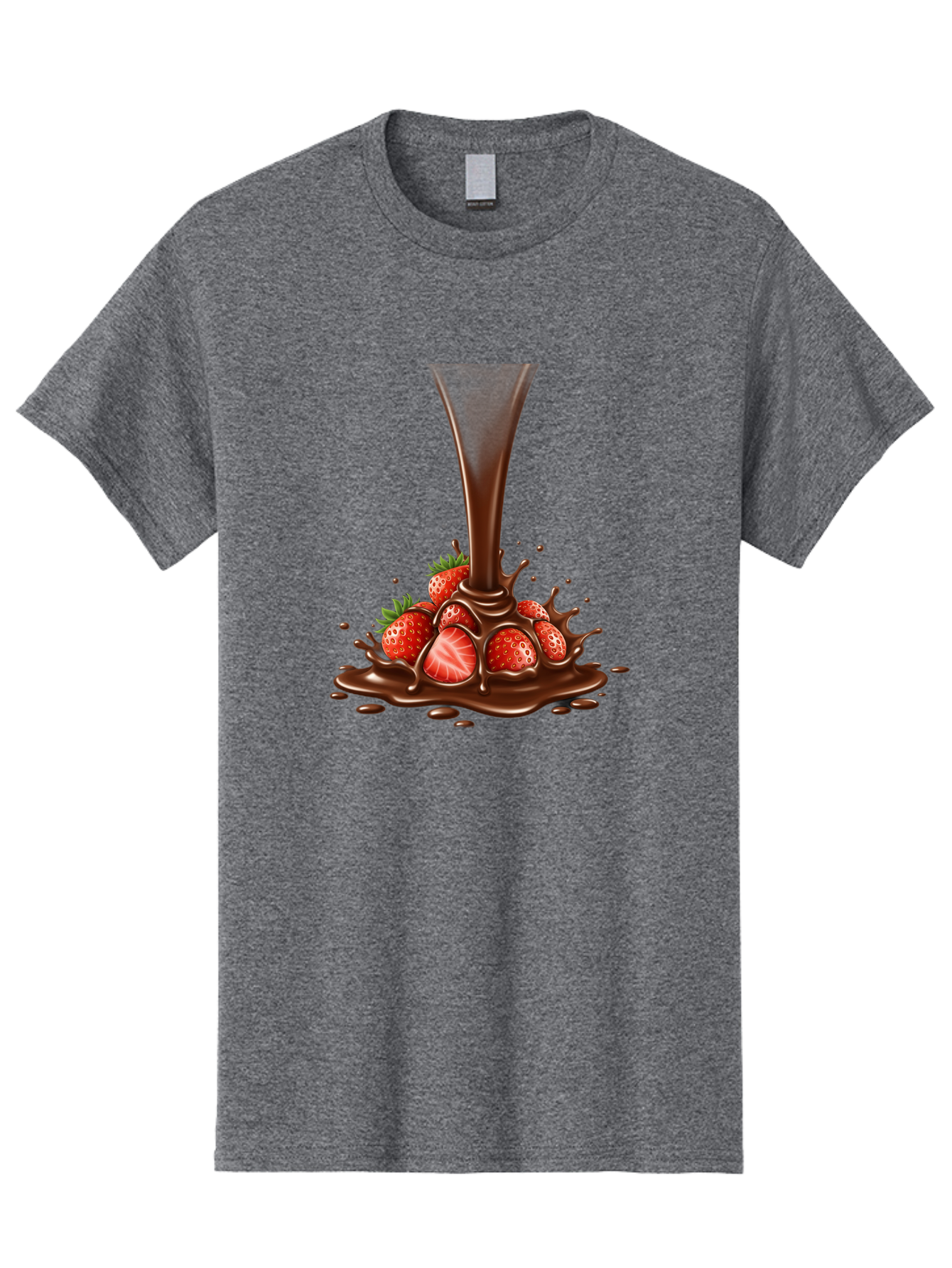 Chocolate-And-Strawberries Men'S Graphic Tee, 100% Cotton, Comfortable Casual Summer Wear, Machine Washable, Chocolate Sauce Pouring, Strawberries, Sweet Treat, Dessert, Indulgent, Chocolate Fondue, Strawberries And Chocolate, Dessert Lover, Bab737 8