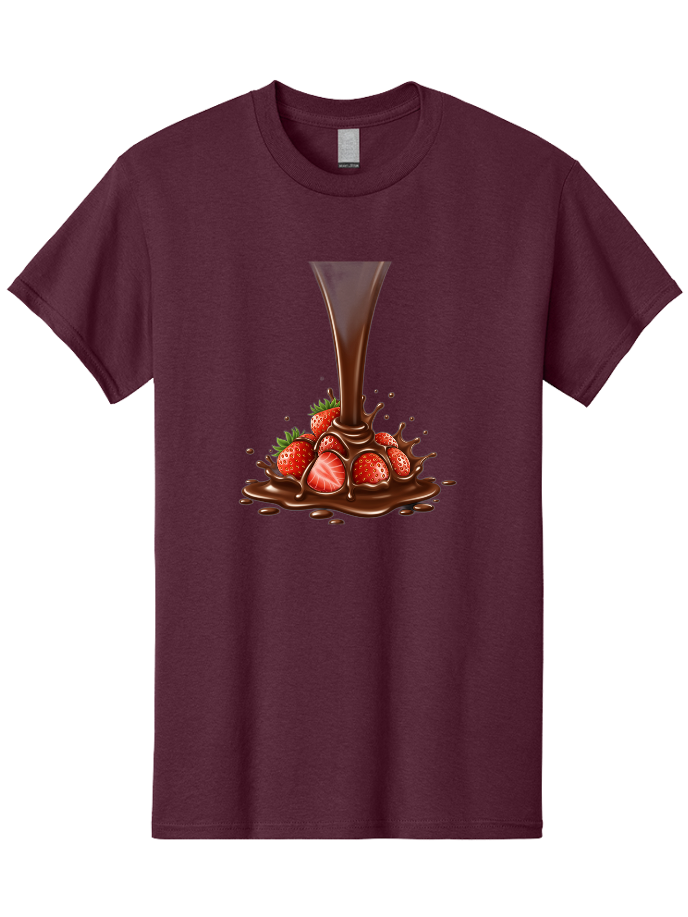 Chocolate-And-Strawberries Men'S Graphic Tee, 100% Cotton, Comfortable Casual Summer Wear, Machine Washable, Chocolate Sauce Pouring, Strawberries, Sweet Treat, Dessert, Indulgent, Chocolate Fondue, Strawberries And Chocolate, Dessert Lover, Bab737 13