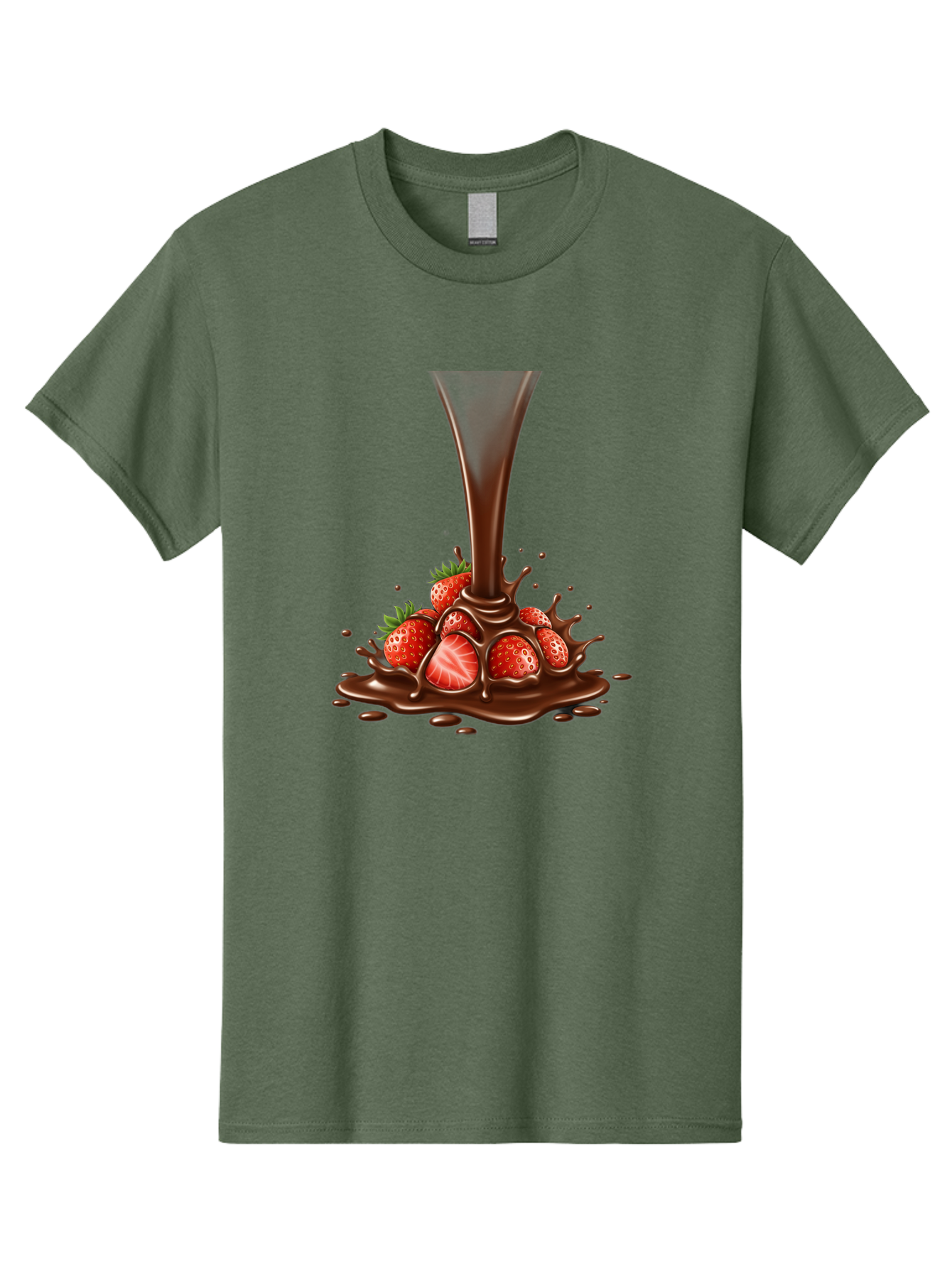 Chocolate-And-Strawberries Men'S Graphic Tee, 100% Cotton, Comfortable Casual Summer Wear, Machine Washable, Chocolate Sauce Pouring, Strawberries, Sweet Treat, Dessert, Indulgent, Chocolate Fondue, Strawberries And Chocolate, Dessert Lover, Bab737 11