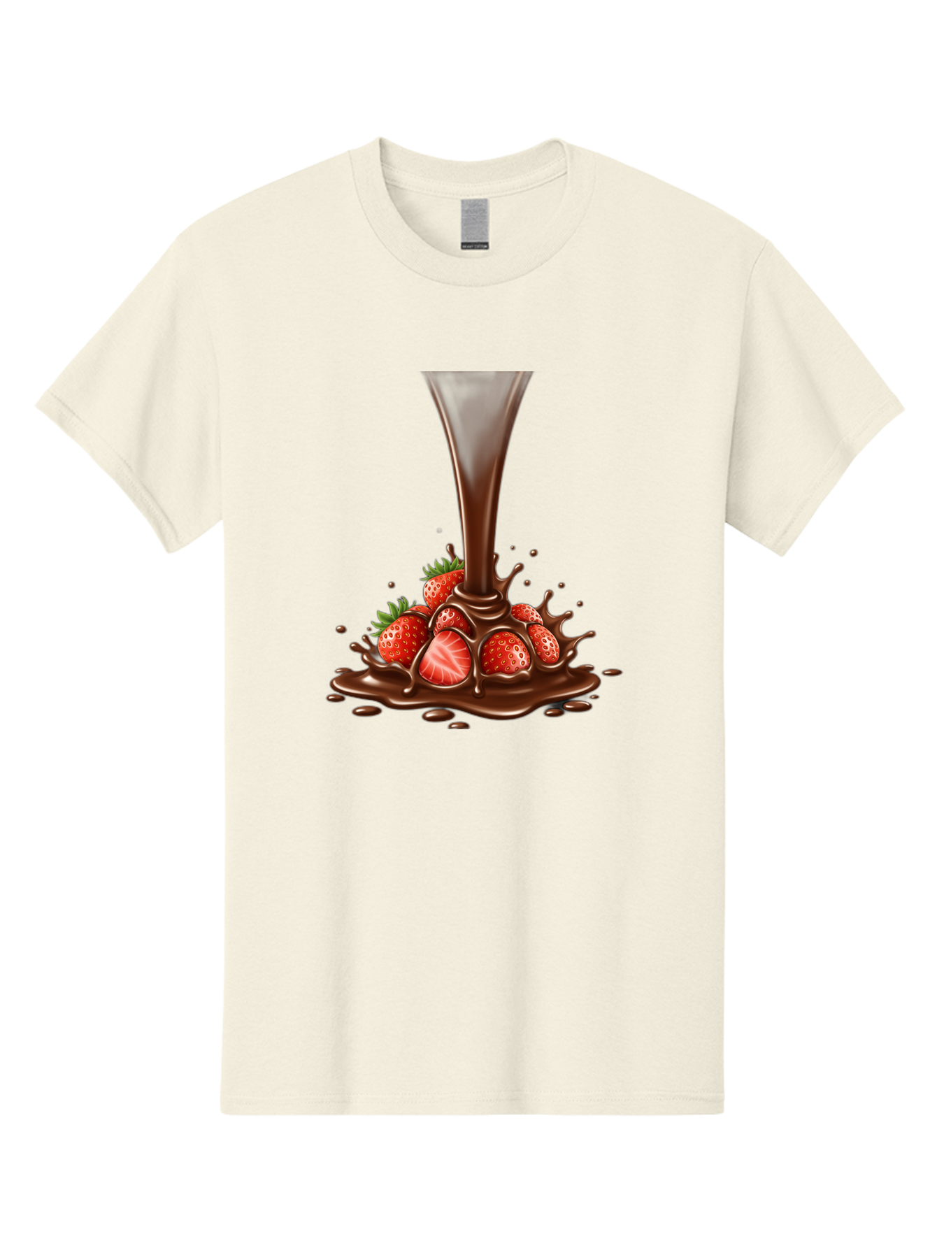 Chocolate-And-Strawberries Men'S Graphic Tee, 100% Cotton, Comfortable Casual Summer Wear, Machine Washable, Chocolate Sauce Pouring, Strawberries, Sweet Treat, Dessert, Indulgent, Chocolate Fondue, Strawberries And Chocolate, Dessert Lover, Bab737 3