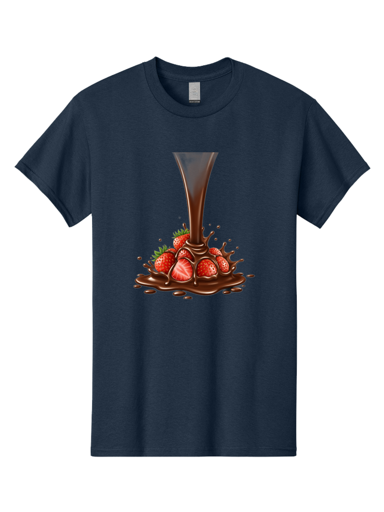 Chocolate-And-Strawberries Men'S Graphic Tee, 100% Cotton, Comfortable Casual Summer Wear, Machine Washable, Chocolate Sauce Pouring, Strawberries, Sweet Treat, Dessert, Indulgent, Chocolate Fondue, Strawberries And Chocolate, Dessert Lover, Bab737 5