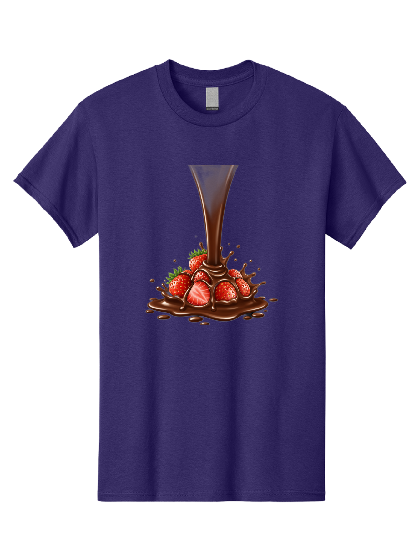 Chocolate-And-Strawberries Men'S Graphic Tee, 100% Cotton, Comfortable Casual Summer Wear, Machine Washable, Chocolate Sauce Pouring, Strawberries, Sweet Treat, Dessert, Indulgent, Chocolate Fondue, Strawberries And Chocolate, Dessert Lover, Bab737 2