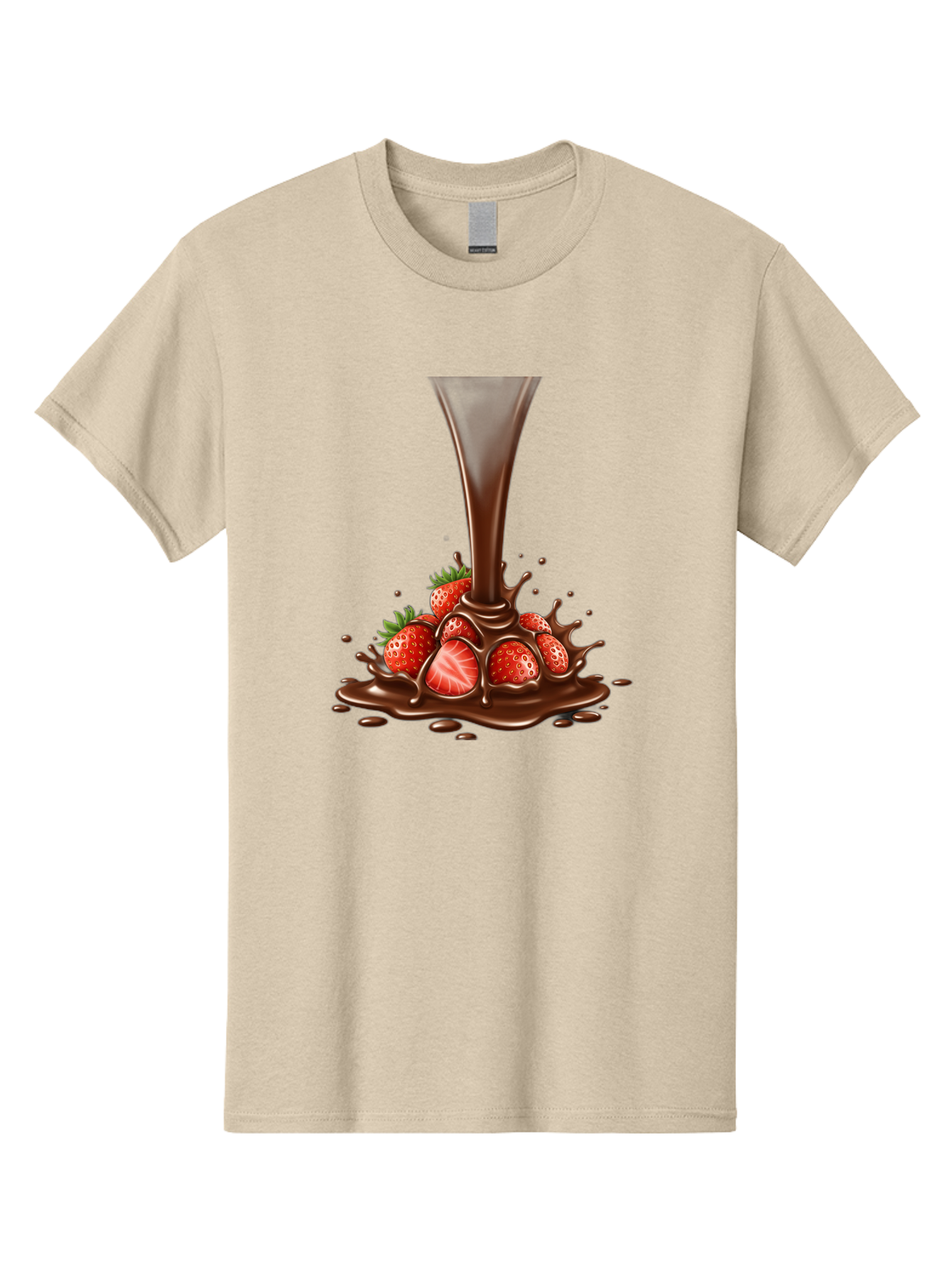Chocolate-And-Strawberries Men'S Graphic Tee, 100% Cotton, Comfortable Casual Summer Wear, Machine Washable, Chocolate Sauce Pouring, Strawberries, Sweet Treat, Dessert, Indulgent, Chocolate Fondue, Strawberries And Chocolate, Dessert Lover, Bab737 14