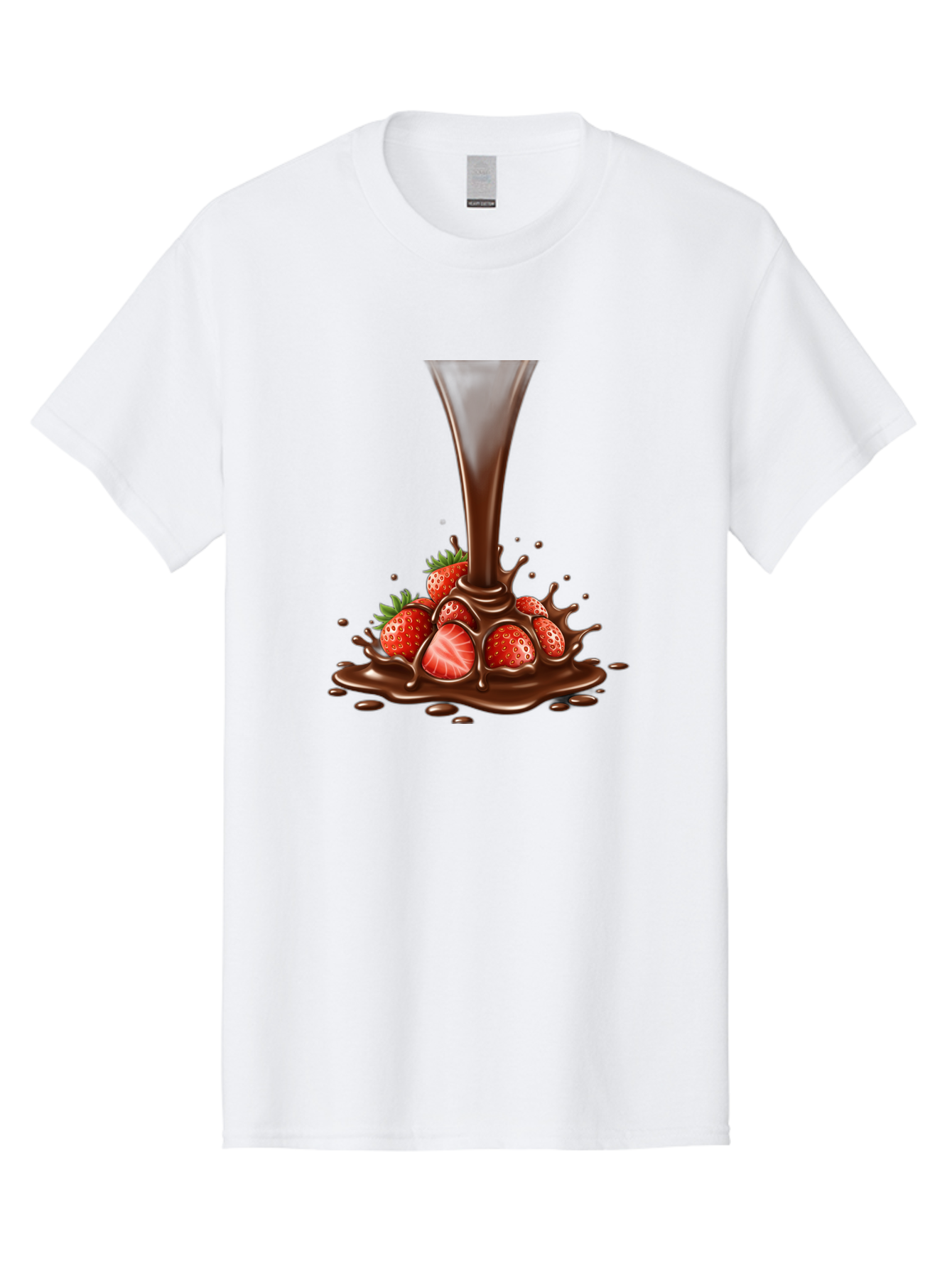 Chocolate-And-Strawberries Men'S Graphic Tee, 100% Cotton, Comfortable Casual Summer Wear, Machine Washable, Chocolate Sauce Pouring, Strawberries, Sweet Treat, Dessert, Indulgent, Chocolate Fondue, Strawberries And Chocolate, Dessert Lover, Bab737 1