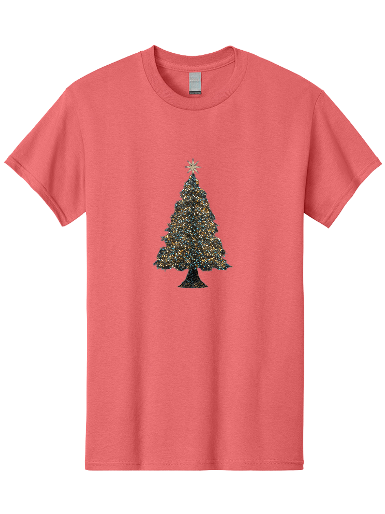 Christmas-Tree-2 Men'S Graphic Tee, 100% Cotton, Comfortable Casual Summer Wear, Machine Washable, Christmas Tree With Lights, Festive Decorations, Holiday Season, Twinkling Lights, Star On Top, Winter Wonderland, Merry Christmas, Bab750 8