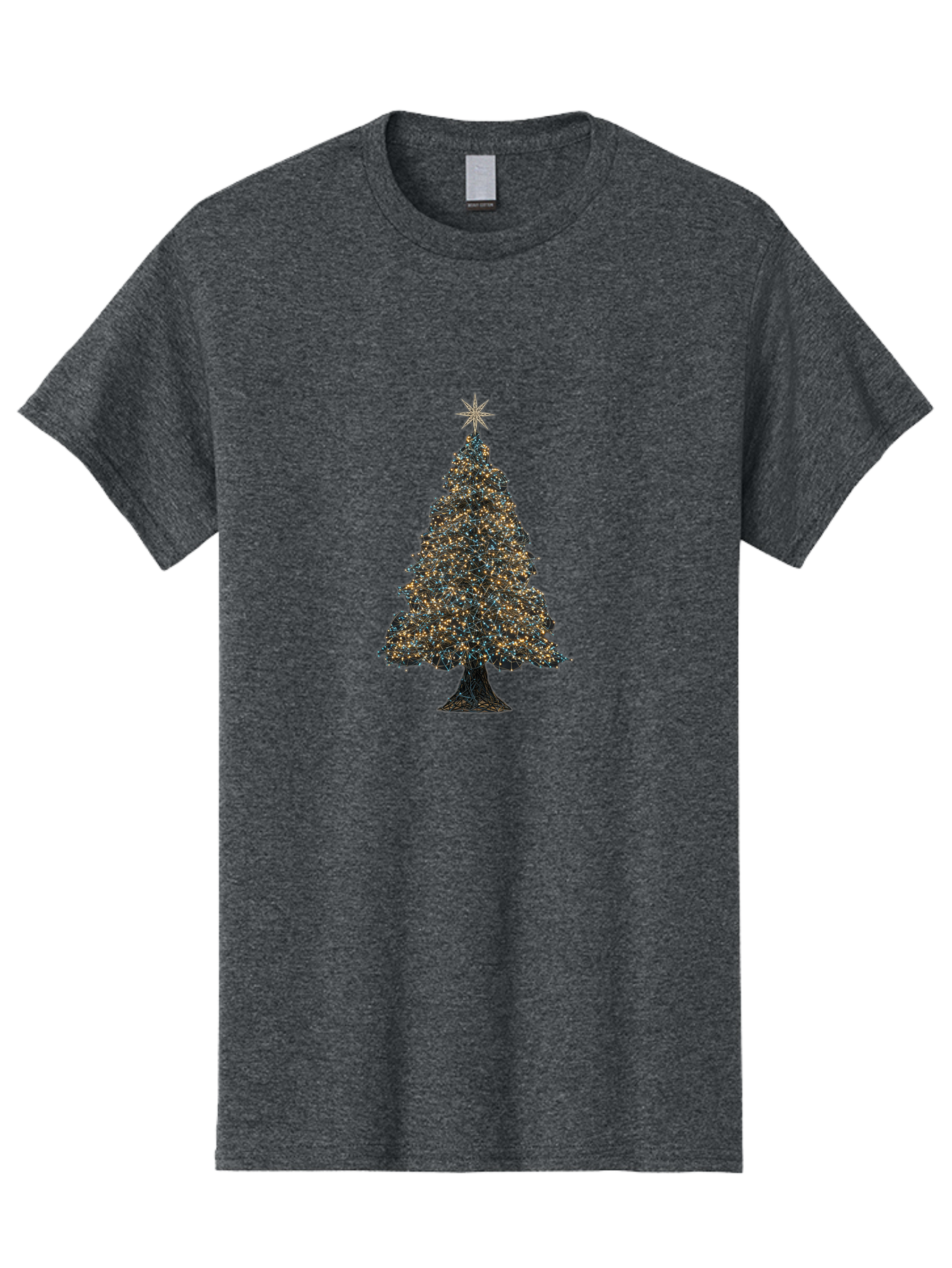 Christmas-Tree-2 Men'S Graphic Tee, 100% Cotton, Comfortable Casual Summer Wear, Machine Washable, Christmas Tree With Lights, Festive Decorations, Holiday Season, Twinkling Lights, Star On Top, Winter Wonderland, Merry Christmas, Bab750 12