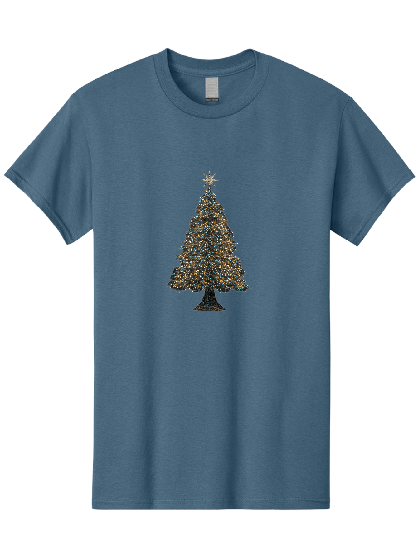 Christmas-Tree-2 Men'S Graphic Tee, 100% Cotton, Comfortable Casual Summer Wear, Machine Washable, Christmas Tree With Lights, Festive Decorations, Holiday Season, Twinkling Lights, Star On Top, Winter Wonderland, Merry Christmas, Bab750 3