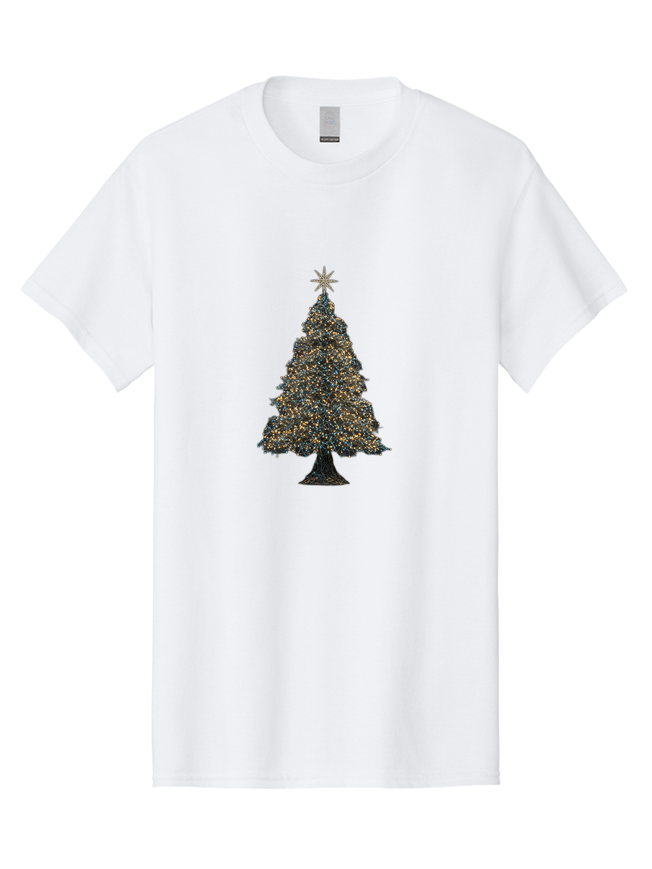 Christmas-Tree-2 Men'S Graphic Tee, 100% Cotton, Comfortable Casual Summer Wear, Machine Washable, Christmas Tree With Lights, Festive Decorations, Holiday Season, Twinkling Lights, Star On Top, Winter Wonderland, Merry Christmas, Bab750 10