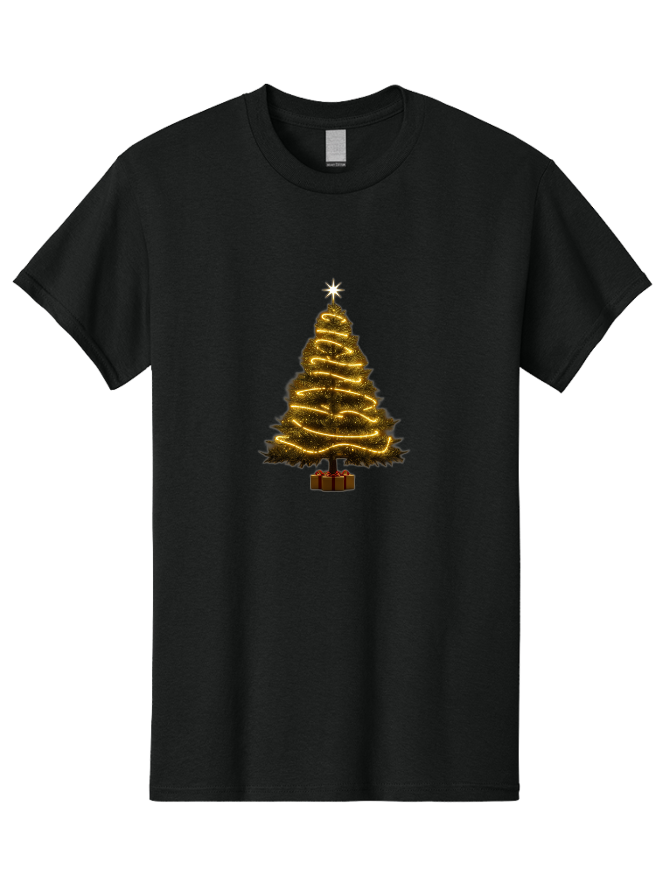 Christmas-Tree-3 Men'S Graphic Tee, 100% Cotton, Comfortable Casual Summer Wear, Machine Washable, Christmas Tree Decoration, Festive Holiday Lights, Glowing String Lights, Star Topper, Winter Season, Holiday Cheer, Christmas Decoration, Bab751 14