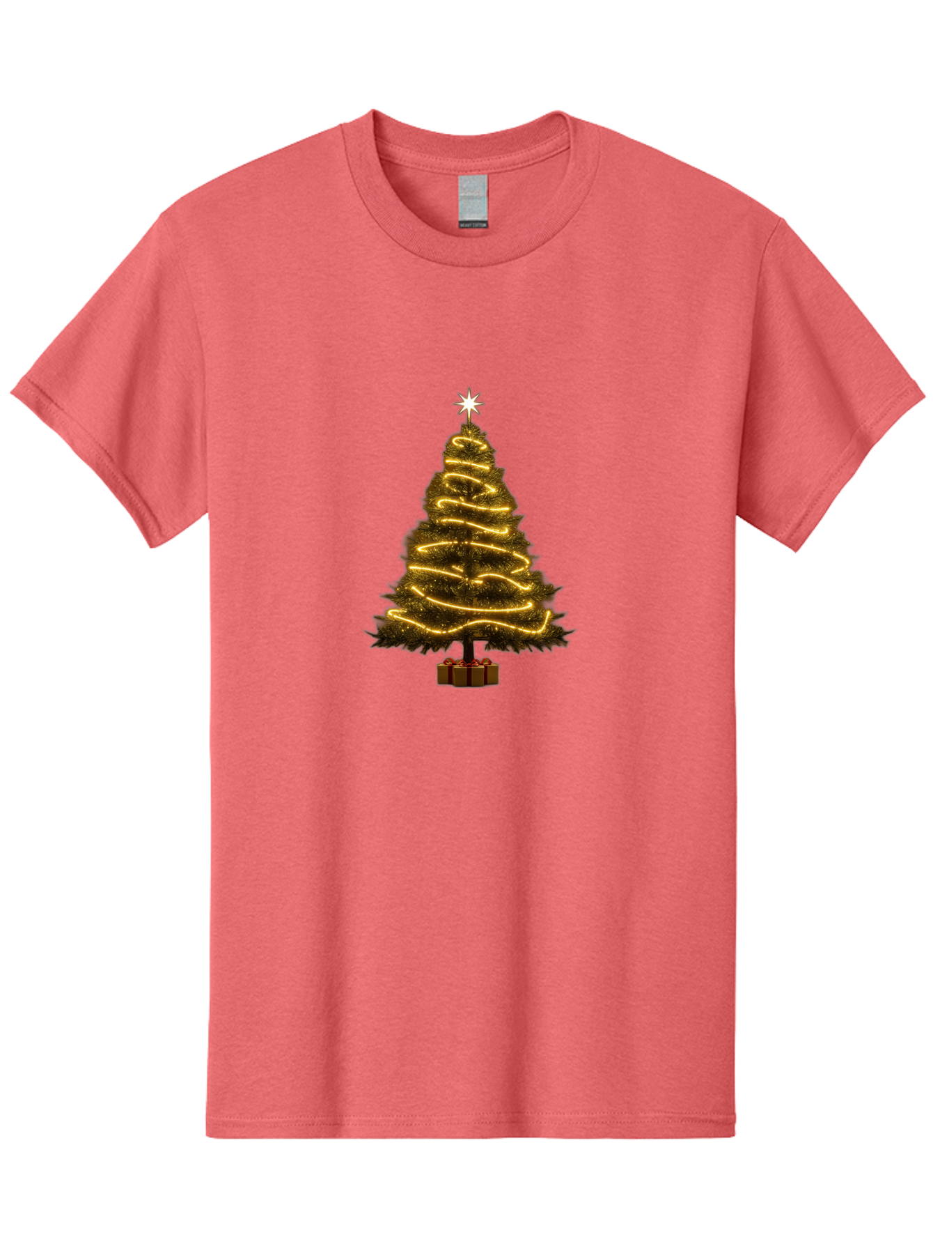Christmas-Tree-3 Men'S Graphic Tee, 100% Cotton, Comfortable Casual Summer Wear, Machine Washable, Christmas Tree Decoration, Festive Holiday Lights, Glowing String Lights, Star Topper, Winter Season, Holiday Cheer, Christmas Decoration, Bab751 9
