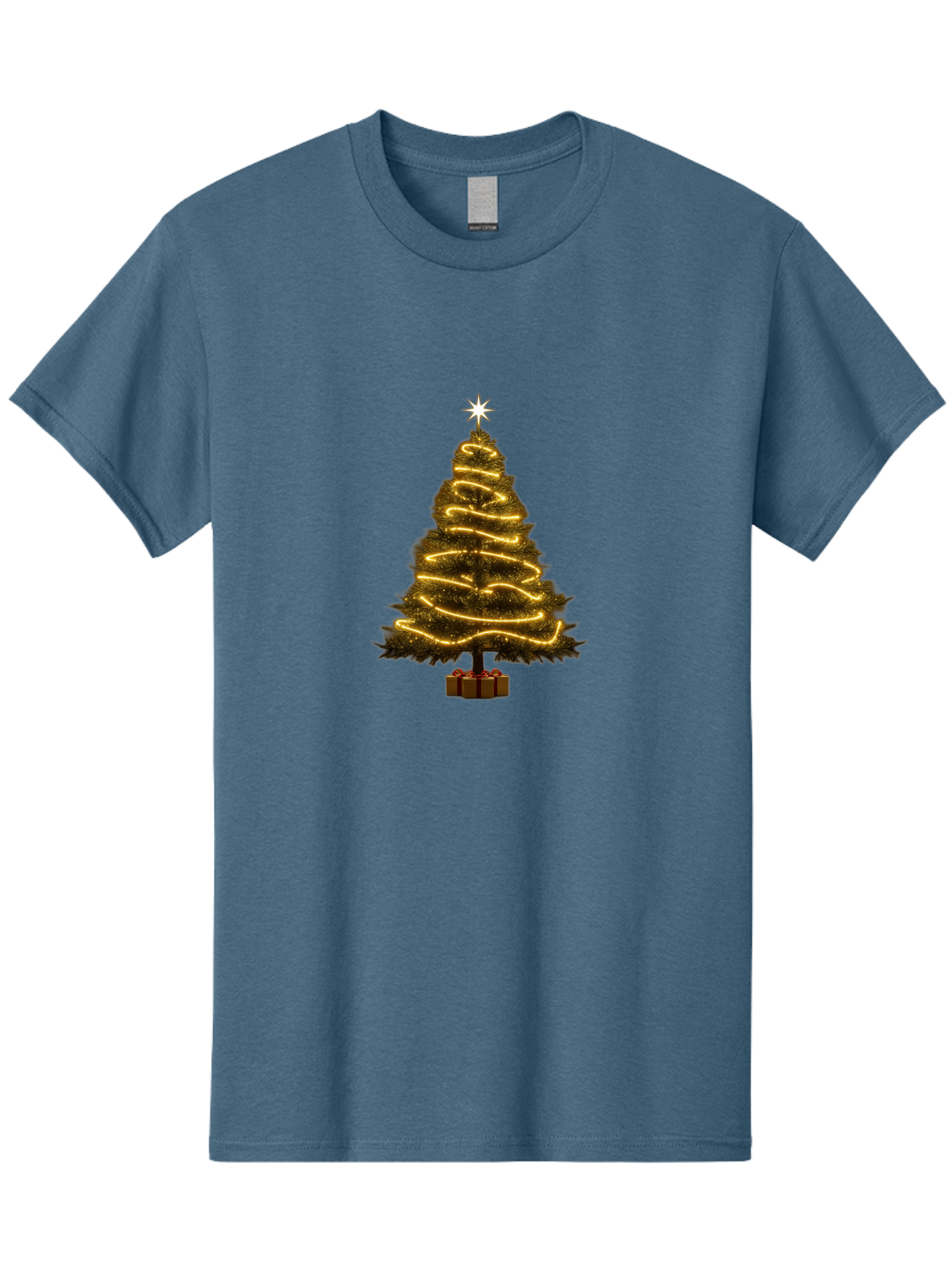 Christmas-Tree-3 Men'S Graphic Tee, 100% Cotton, Comfortable Casual Summer Wear, Machine Washable, Christmas Tree Decoration, Festive Holiday Lights, Glowing String Lights, Star Topper, Winter Season, Holiday Cheer, Christmas Decoration, Bab751 15