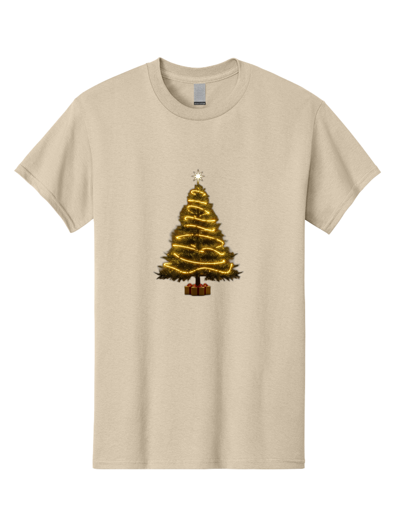 Christmas-Tree-3 Men'S Graphic Tee, 100% Cotton, Comfortable Casual Summer Wear, Machine Washable, Christmas Tree Decoration, Festive Holiday Lights, Glowing String Lights, Star Topper, Winter Season, Holiday Cheer, Christmas Decoration, Bab751 8