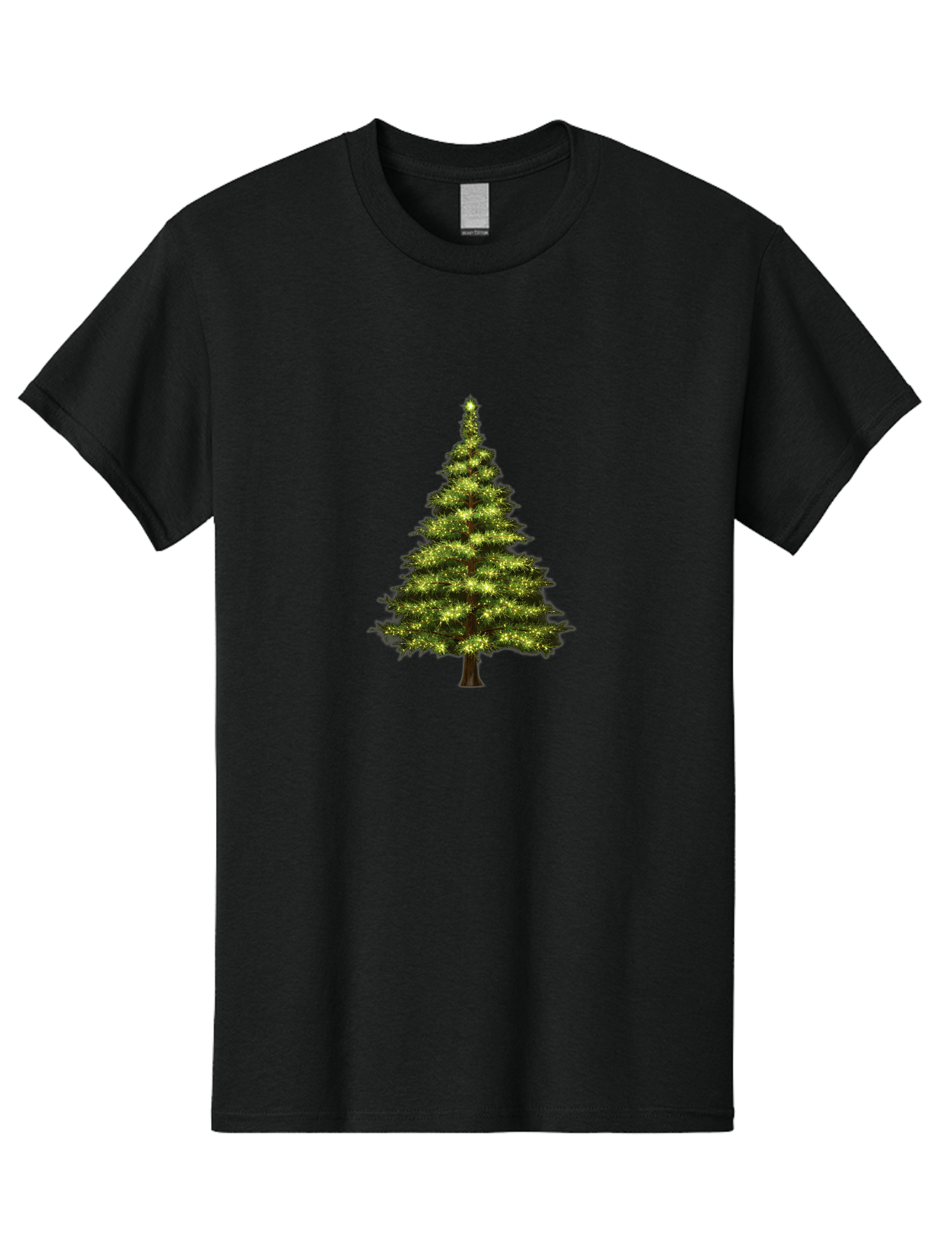 Christmas-Tree-4 Men'S Graphic Tee, 100% Cotton, Comfortable Casual Summer Wear, Machine Washable, Christmas Tree, Christmas Lights, Festive Decoration, Holiday Season, Winter Wonderland, Christmas Magic, Twinkling Lights, Evergreen Tree, Bab752 3