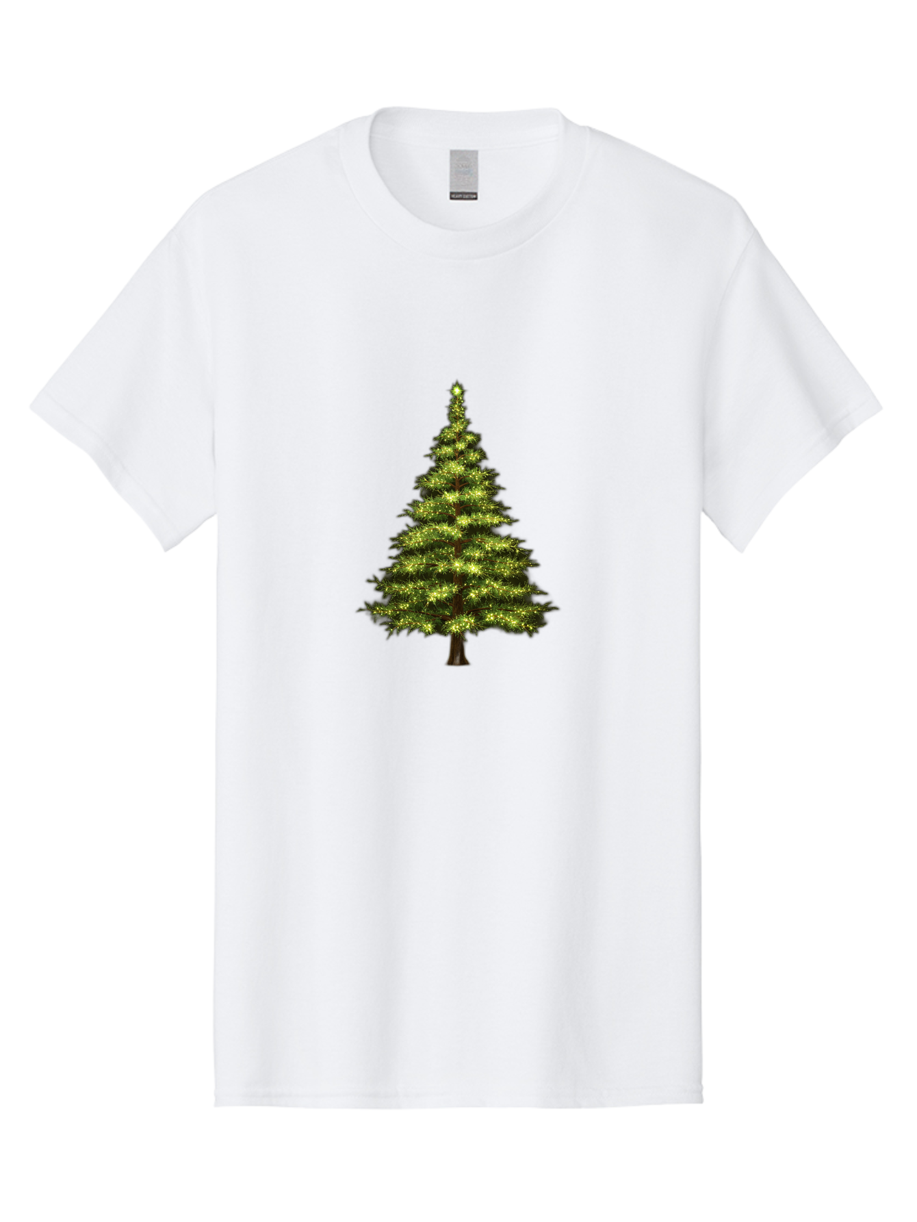 Christmas-Tree-4 Men'S Graphic Tee, 100% Cotton, Comfortable Casual Summer Wear, Machine Washable, Christmas Tree, Christmas Lights, Festive Decoration, Holiday Season, Winter Wonderland, Christmas Magic, Twinkling Lights, Evergreen Tree, Bab752 5