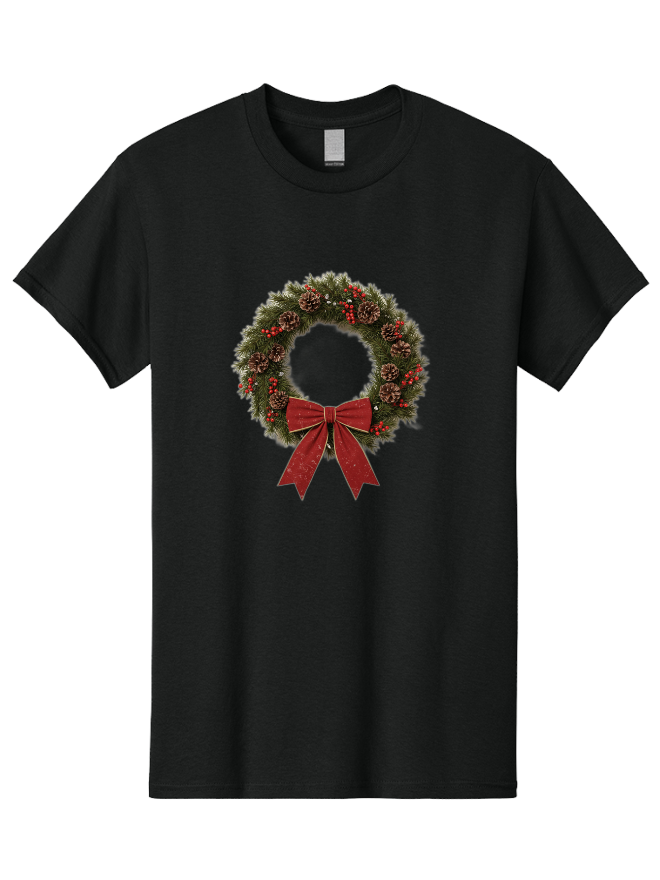 Christmas-Wreath-1 Men'S Graphic Tee, 100% Cotton, Comfortable Casual Summer Wear, Machine Washable, Christmas Wreath, Festive Decoration, Red Bow, Pinecones, Holly Berries, Evergreen Branches, Holiday Decor, Winter Wonderland, Seasonal Decor Bab754 9