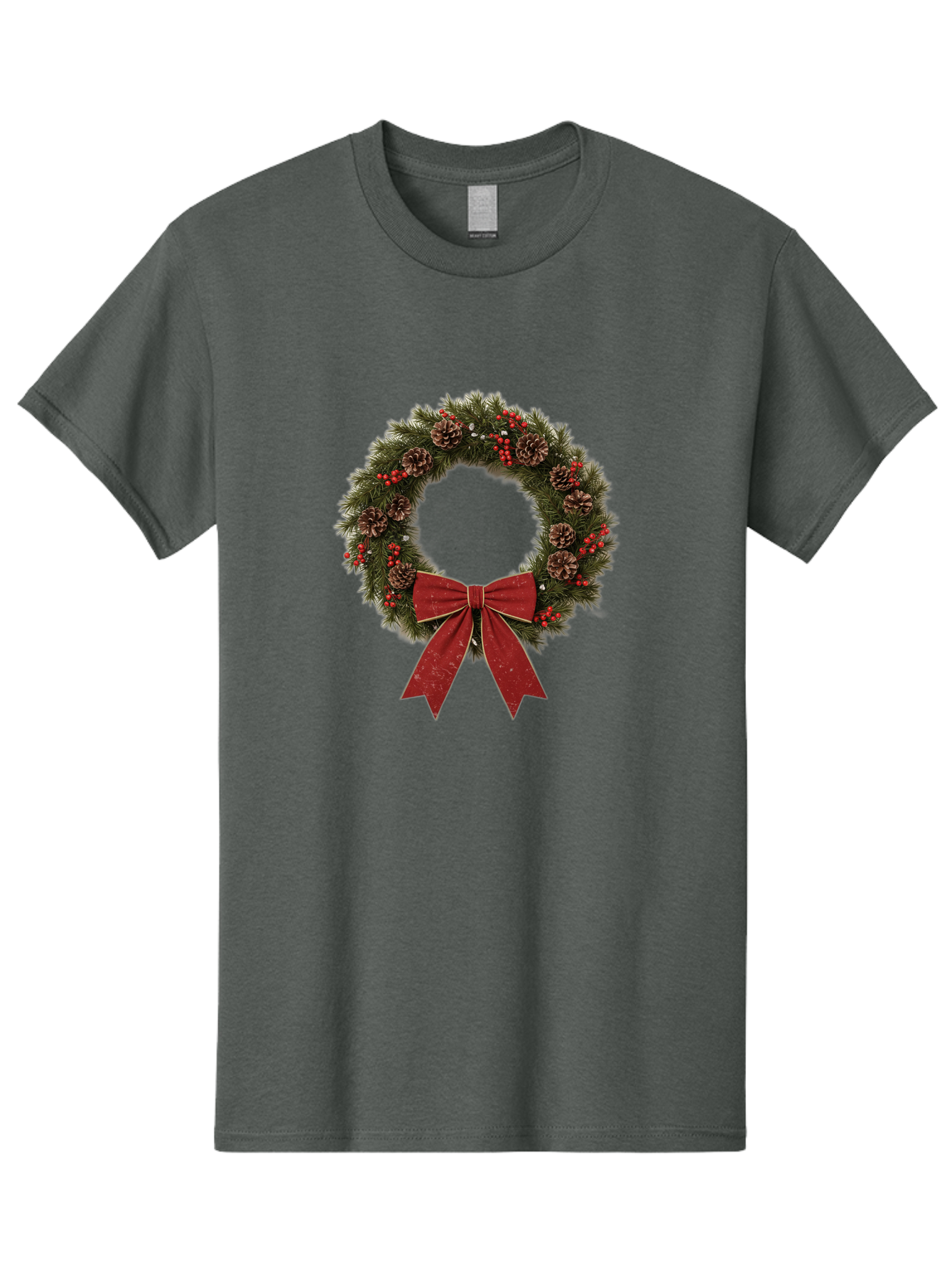 Christmas-Wreath-1 Men'S Graphic Tee, 100% Cotton, Comfortable Casual Summer Wear, Machine Washable, Christmas Wreath, Festive Decoration, Red Bow, Pinecones, Holly Berries, Evergreen Branches, Holiday Decor, Winter Wonderland, Seasonal Decor Bab754 8