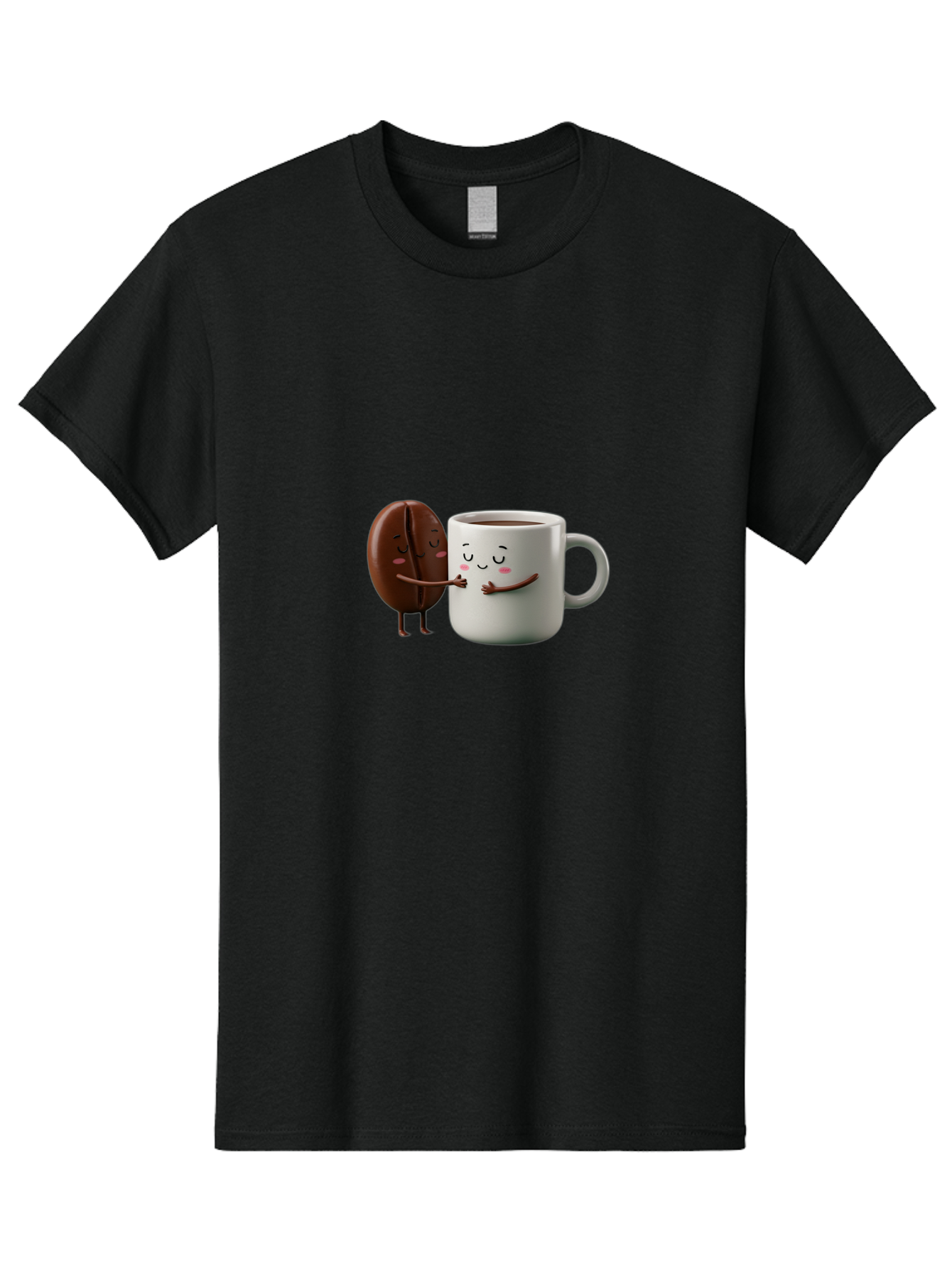 Coffee-Bean-And-Mug Men'S Graphic Tee, 100% Cotton, Comfortable Casual Summer Wear, Machine Washable, Cartoon Coffee Bean, Coffee Mug, Winking Faces, Playful Interaction, Coffee Culture, Happy Coffee, Morning Coffee, Coffee Lovers, Bab772 7