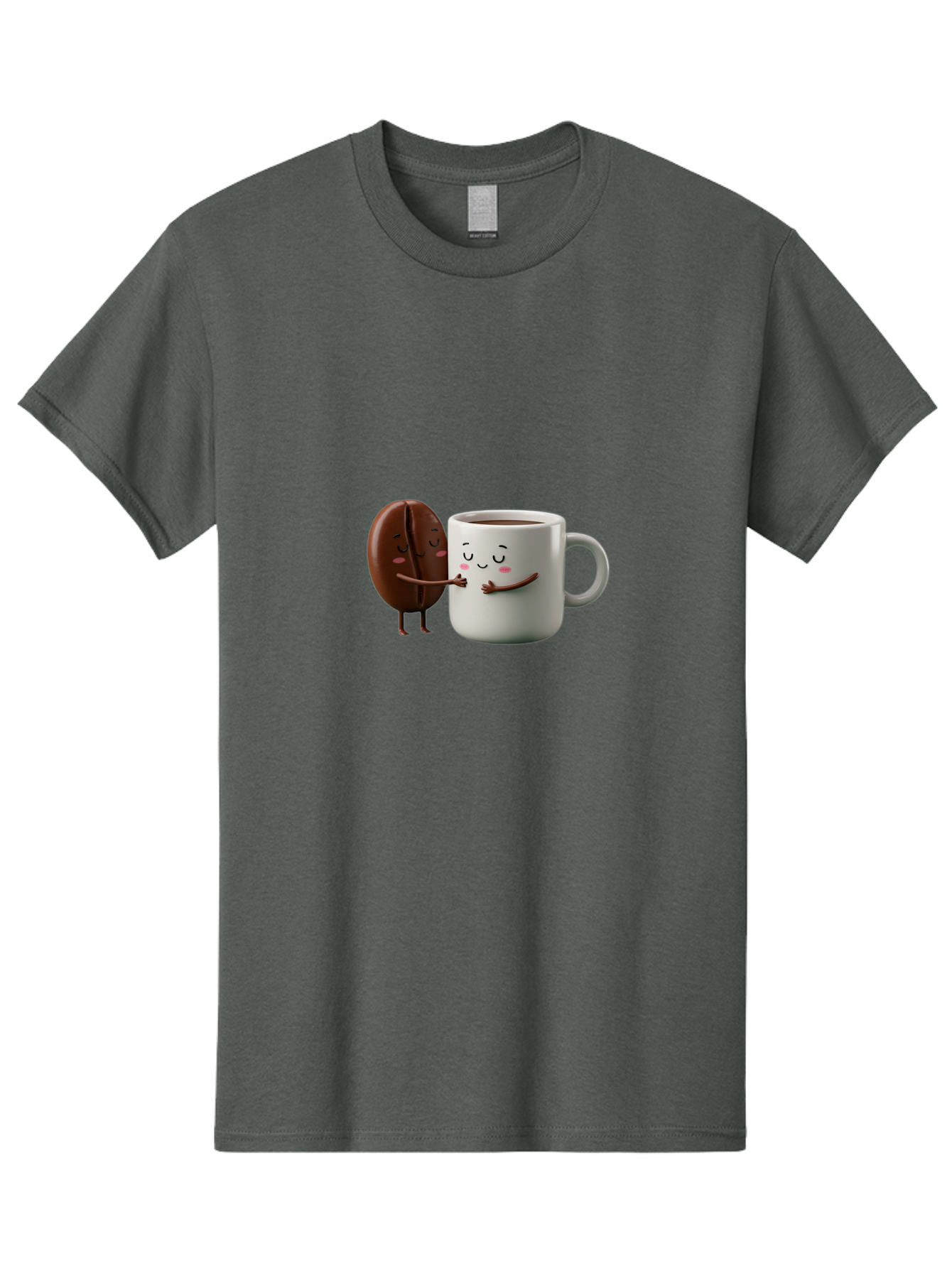 Coffee-Bean-And-Mug Men'S Graphic Tee, 100% Cotton, Comfortable Casual Summer Wear, Machine Washable, Cartoon Coffee Bean, Coffee Mug, Winking Faces, Playful Interaction, Coffee Culture, Happy Coffee, Morning Coffee, Coffee Lovers, Bab772 6