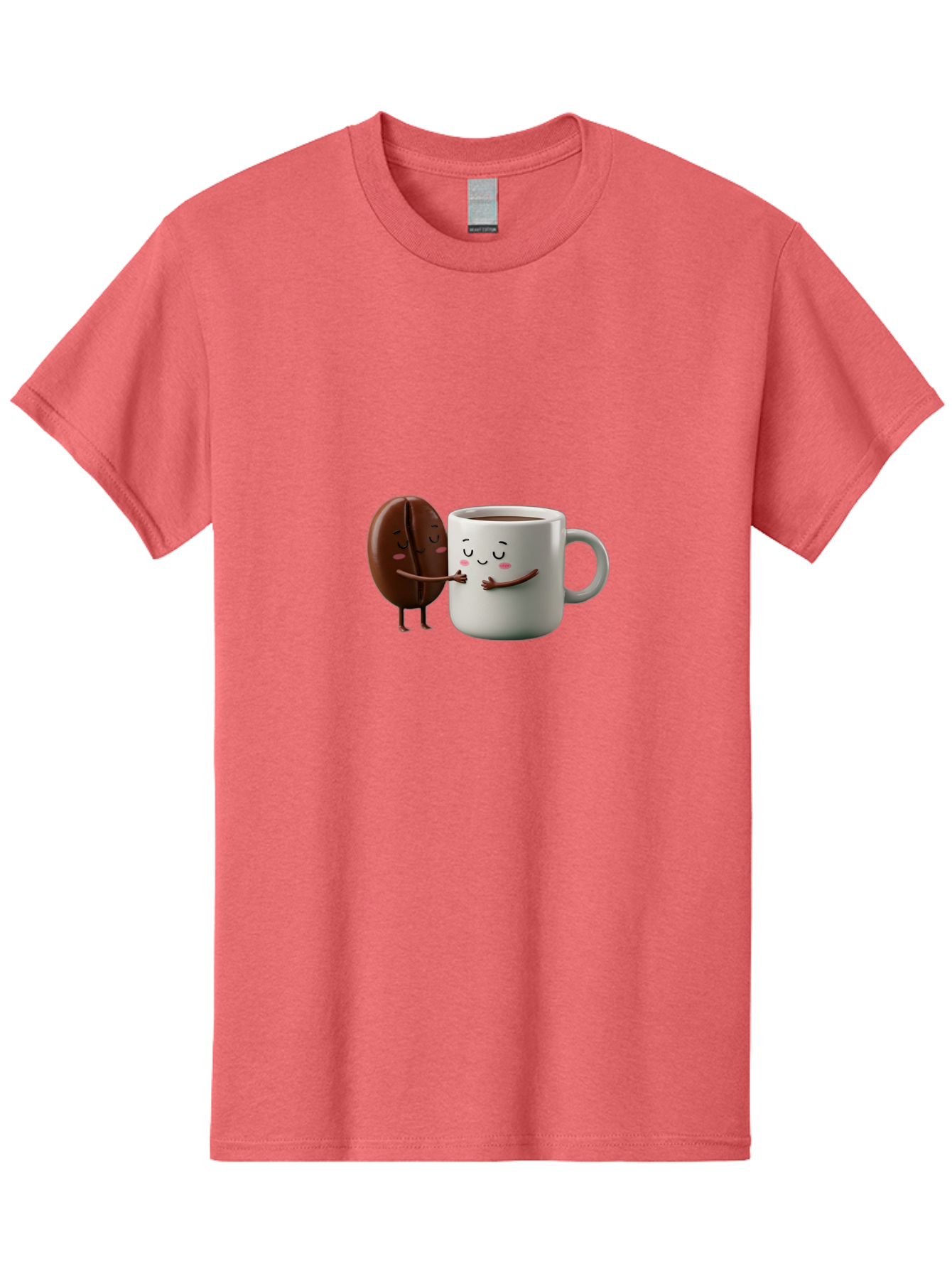 Coffee-Bean-And-Mug Men'S Graphic Tee, 100% Cotton, Comfortable Casual Summer Wear, Machine Washable, Cartoon Coffee Bean, Coffee Mug, Winking Faces, Playful Interaction, Coffee Culture, Happy Coffee, Morning Coffee, Coffee Lovers, Bab772 10
