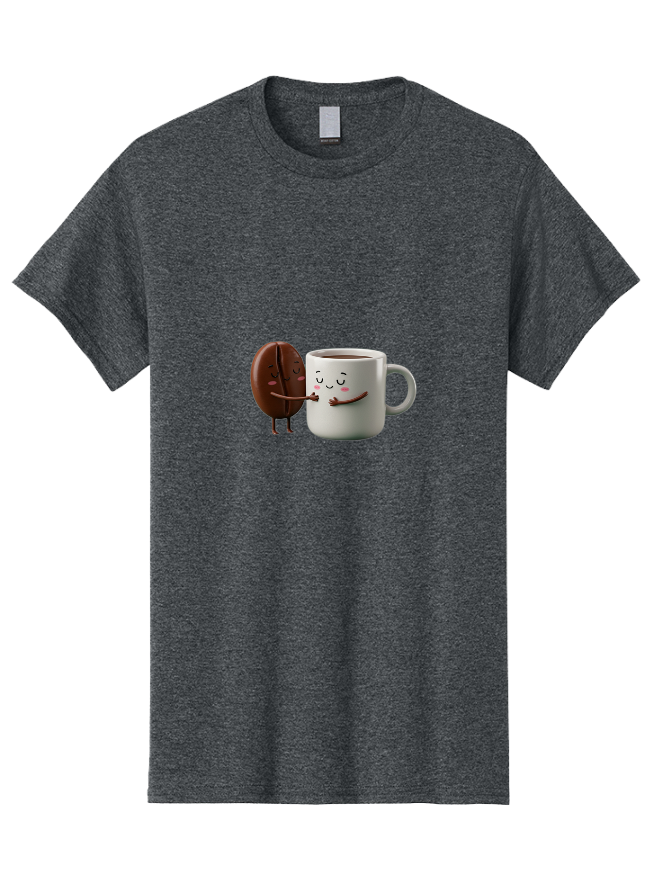 Coffee-Bean-And-Mug Men'S Graphic Tee, 100% Cotton, Comfortable Casual Summer Wear, Machine Washable, Cartoon Coffee Bean, Coffee Mug, Winking Faces, Playful Interaction, Coffee Culture, Happy Coffee, Morning Coffee, Coffee Lovers, Bab772 3