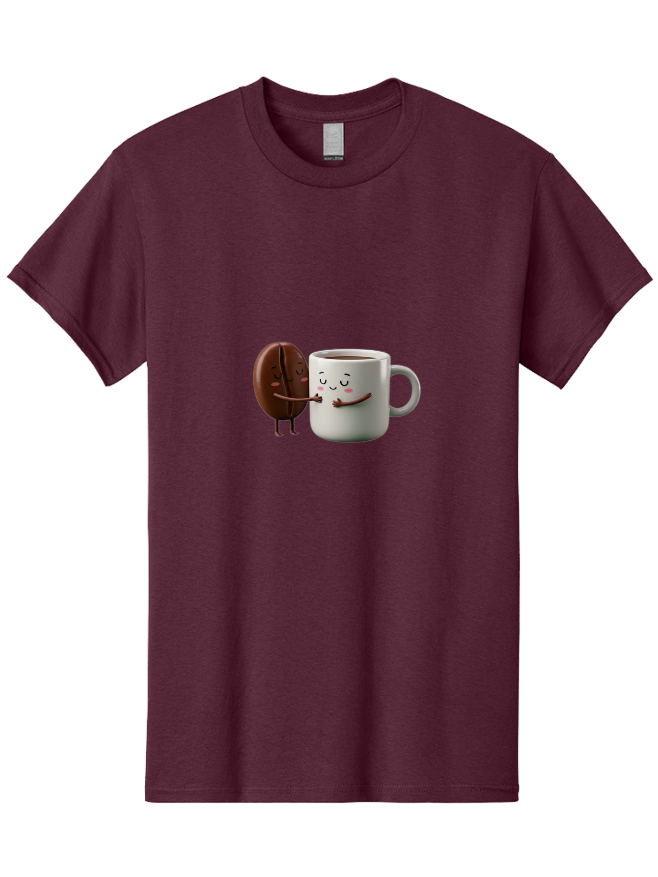 Coffee-Bean-And-Mug Men'S Graphic Tee, 100% Cotton, Comfortable Casual Summer Wear, Machine Washable, Cartoon Coffee Bean, Coffee Mug, Winking Faces, Playful Interaction, Coffee Culture, Happy Coffee, Morning Coffee, Coffee Lovers, Bab772 8