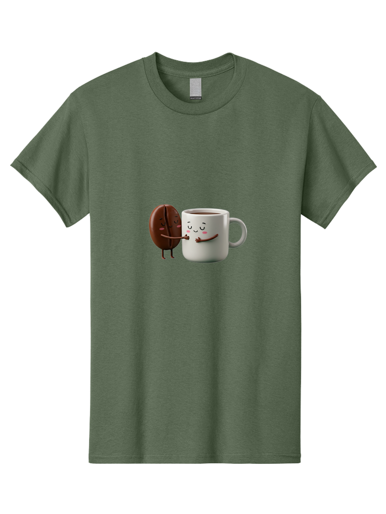 Coffee-Bean-And-Mug Men'S Graphic Tee, 100% Cotton, Comfortable Casual Summer Wear, Machine Washable, Cartoon Coffee Bean, Coffee Mug, Winking Faces, Playful Interaction, Coffee Culture, Happy Coffee, Morning Coffee, Coffee Lovers, Bab772 9